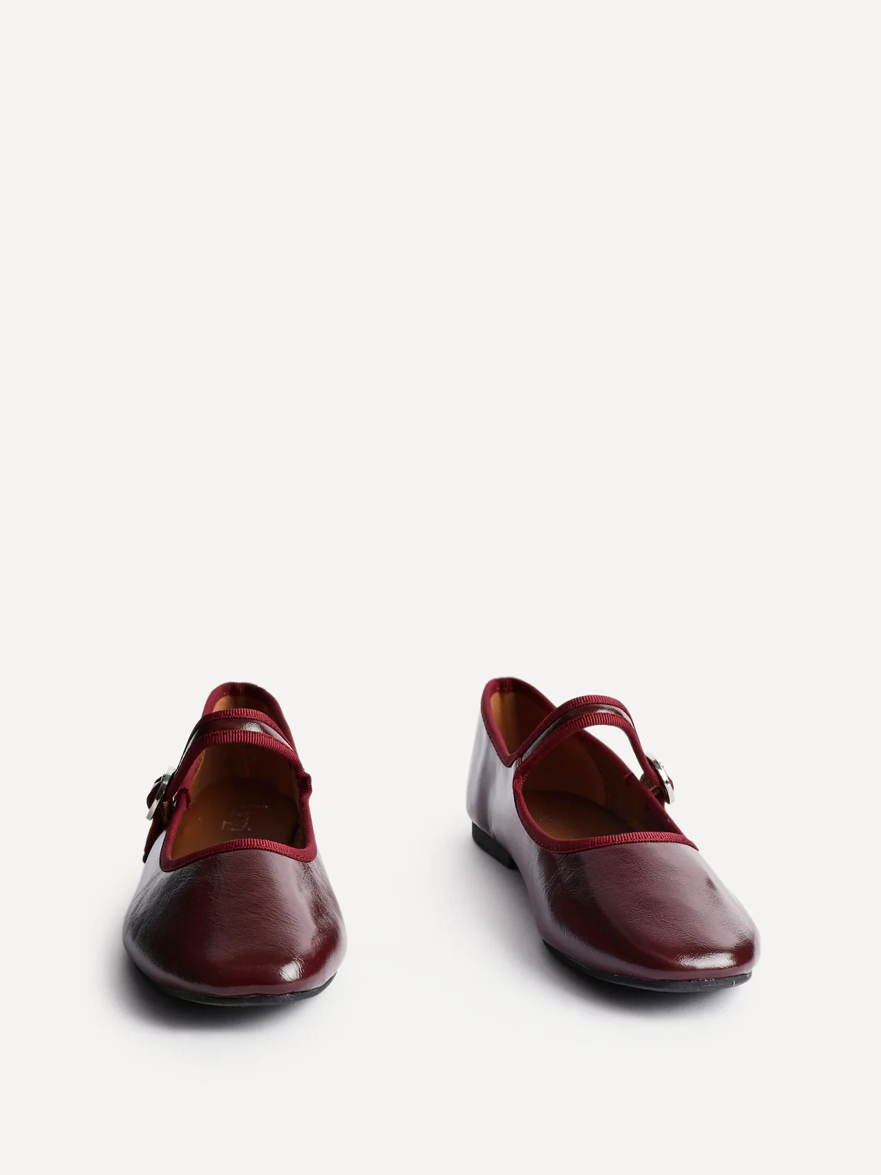 Graceful Burgundy Faux Leather Ballet Pumps - Image 3