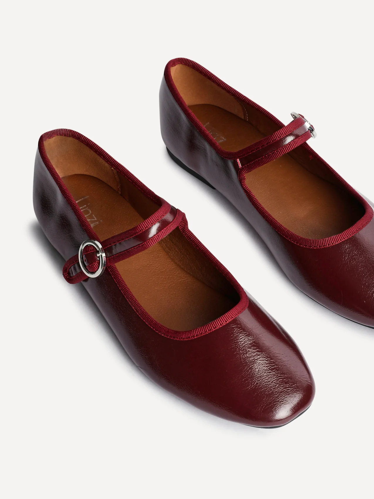 Graceful Burgundy Faux Leather Ballet Pumps - Image 5
