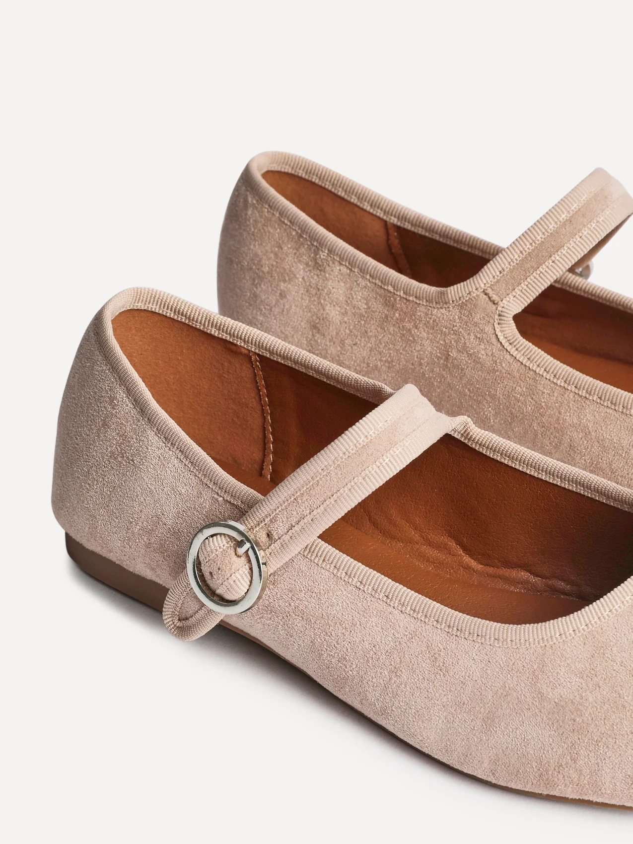 Graceful Nude Faux Suede Ballet Pumps - Image 5