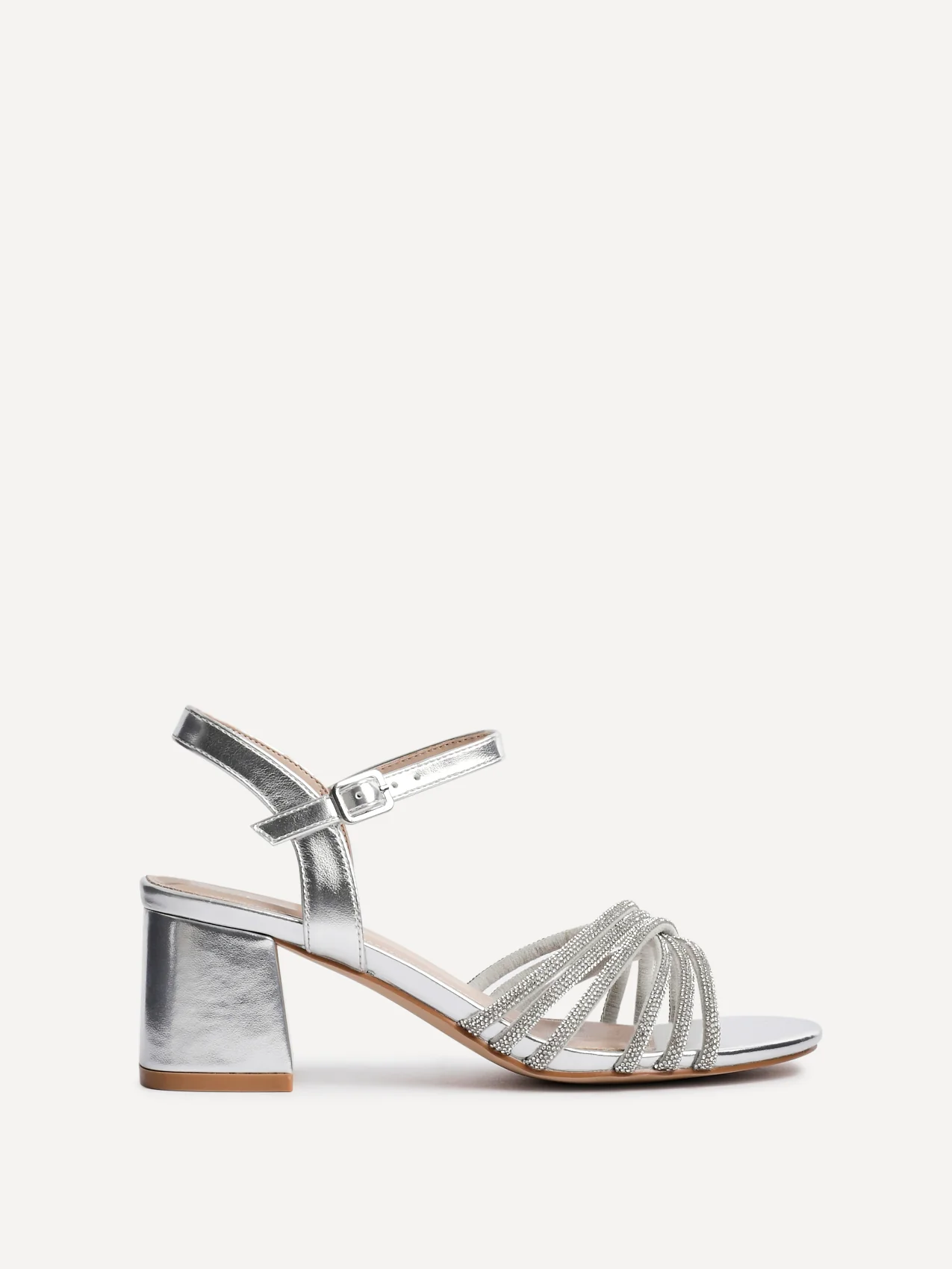 Gracie Silver Diamante Heeled Sandals - Image 2