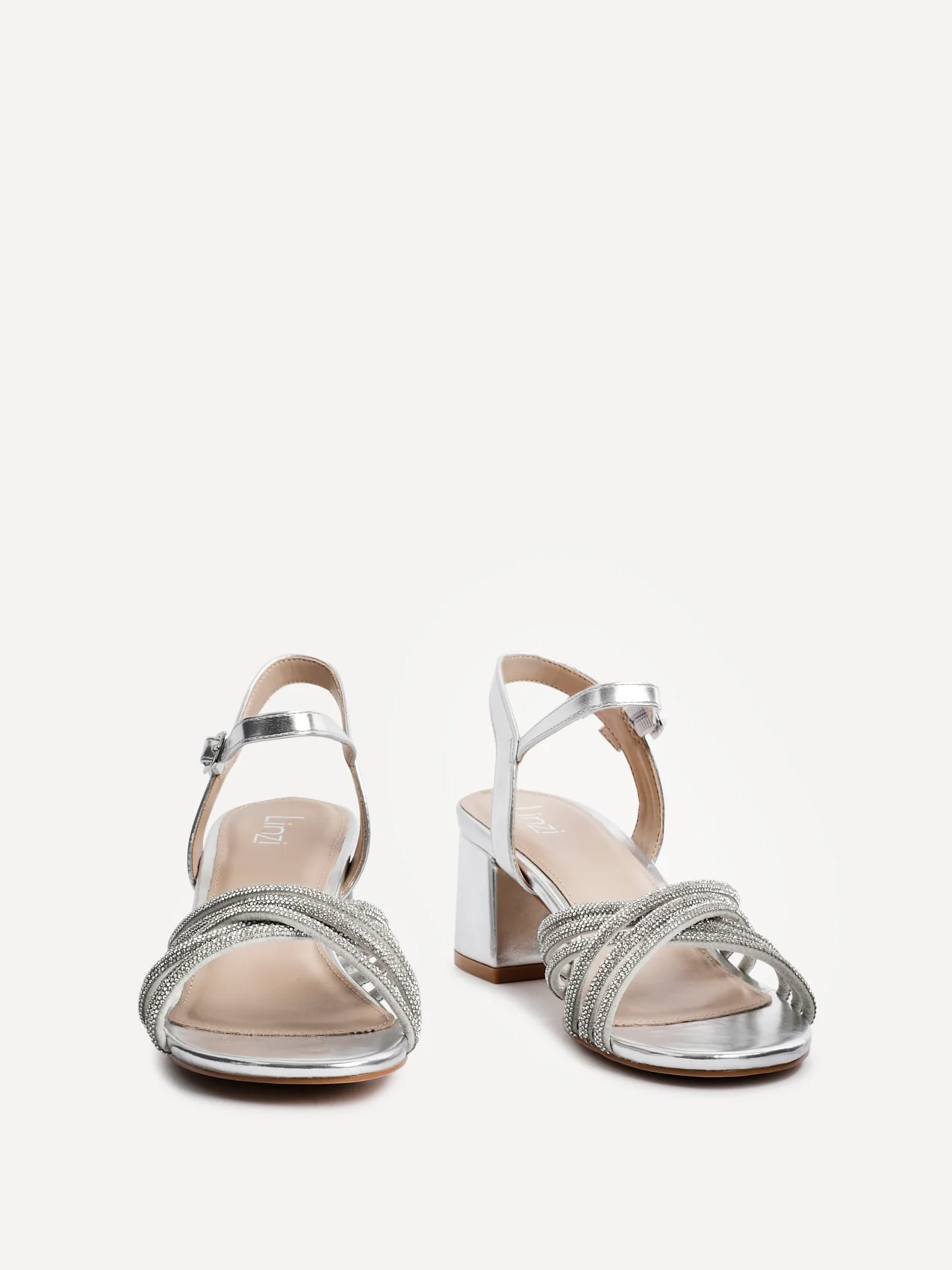 Gracie Silver Diamante Heeled Sandals - Image 3