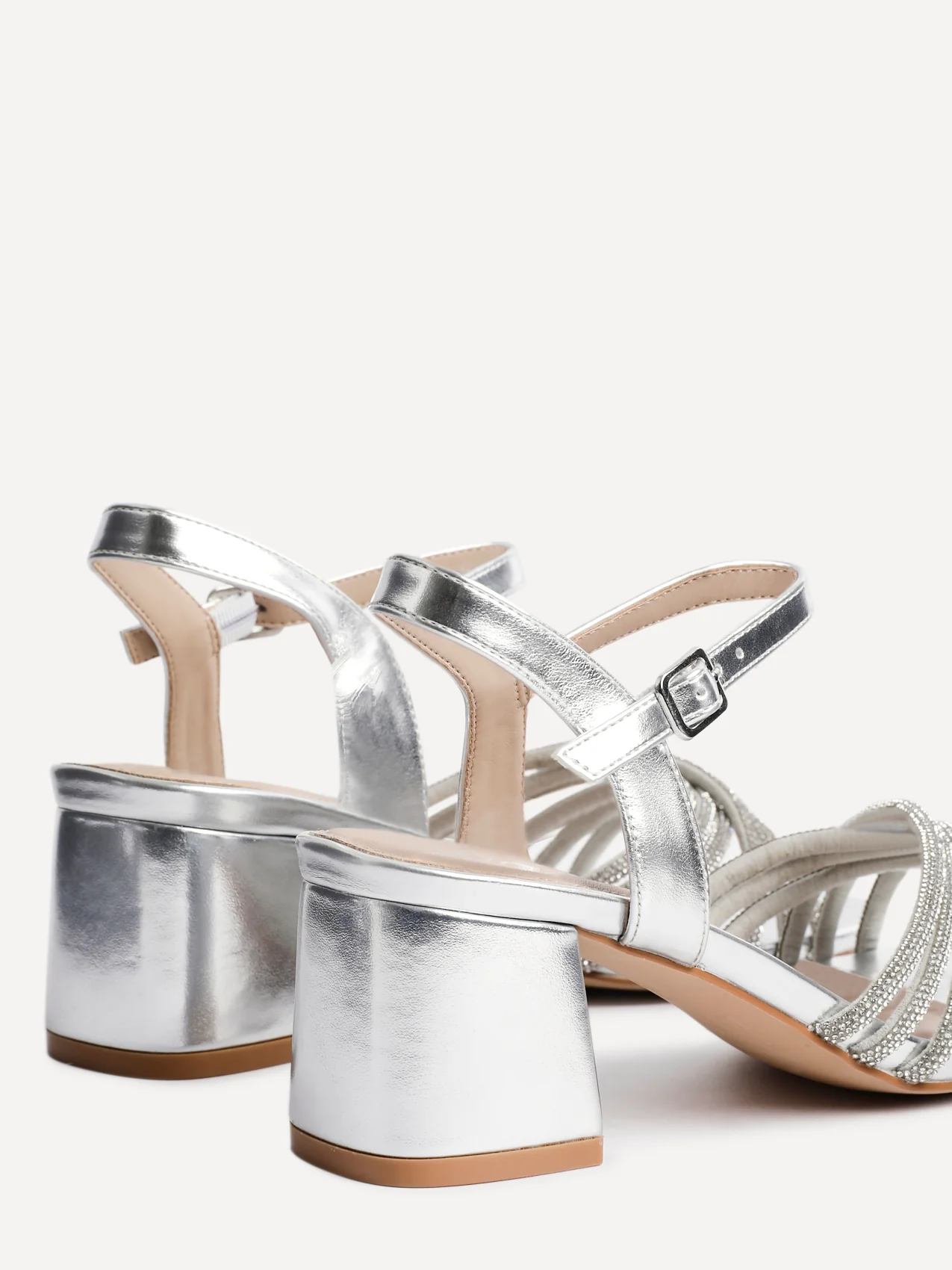 Gracie Silver Diamante Heeled Sandals - Image 4