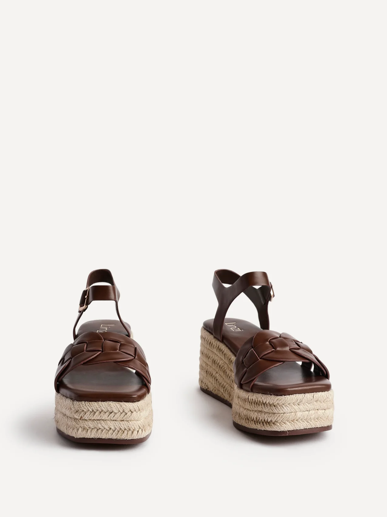 Grazia Brown Plaited Flatform Sandals - Image 3