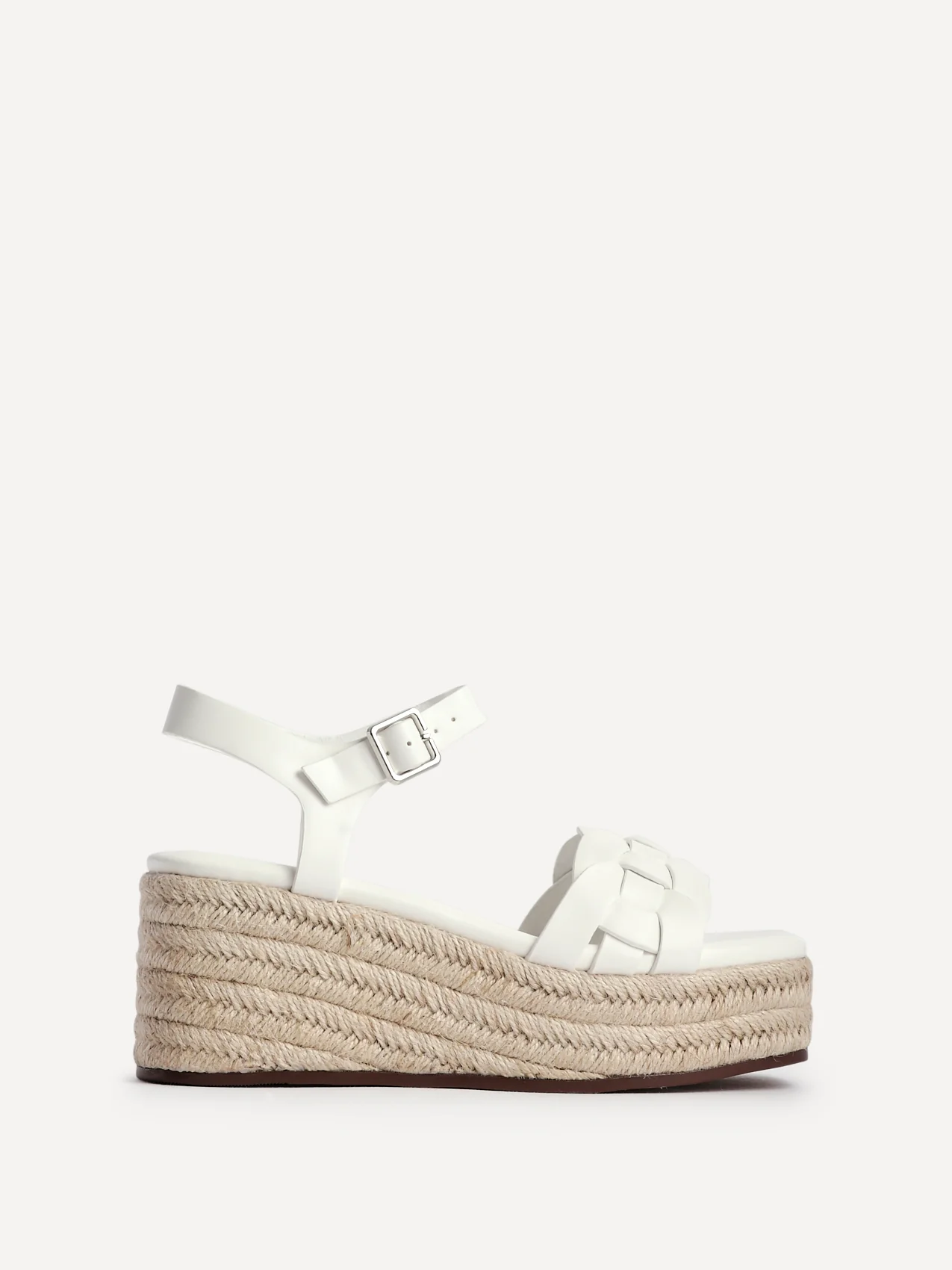Grazia White Plaited Flatform Sandals - Image 2