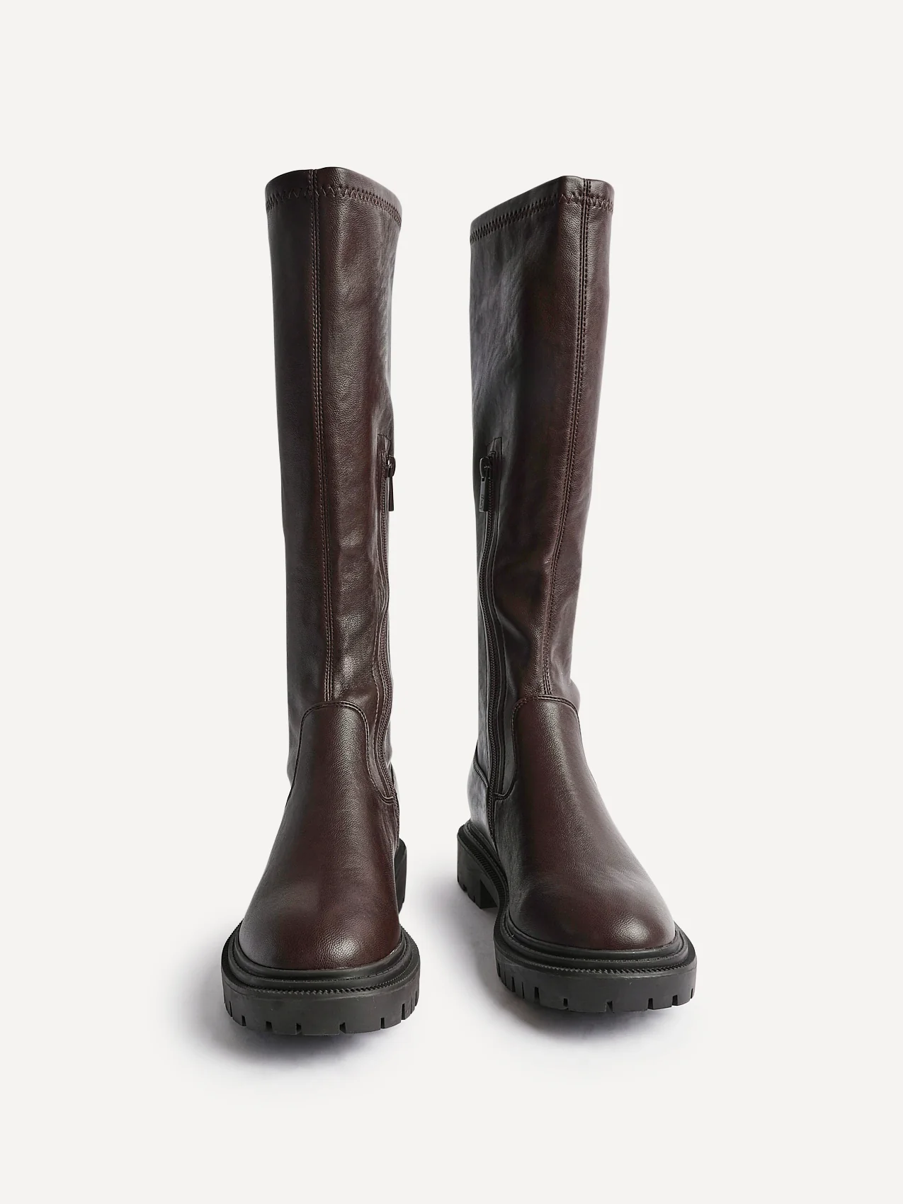 Hallie Brown Faux Leather Long Boots - Image 3