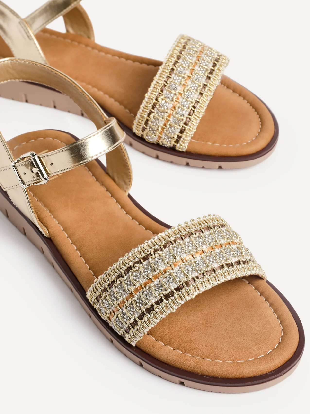 Halo Gold Embellished Sandals - Image 4