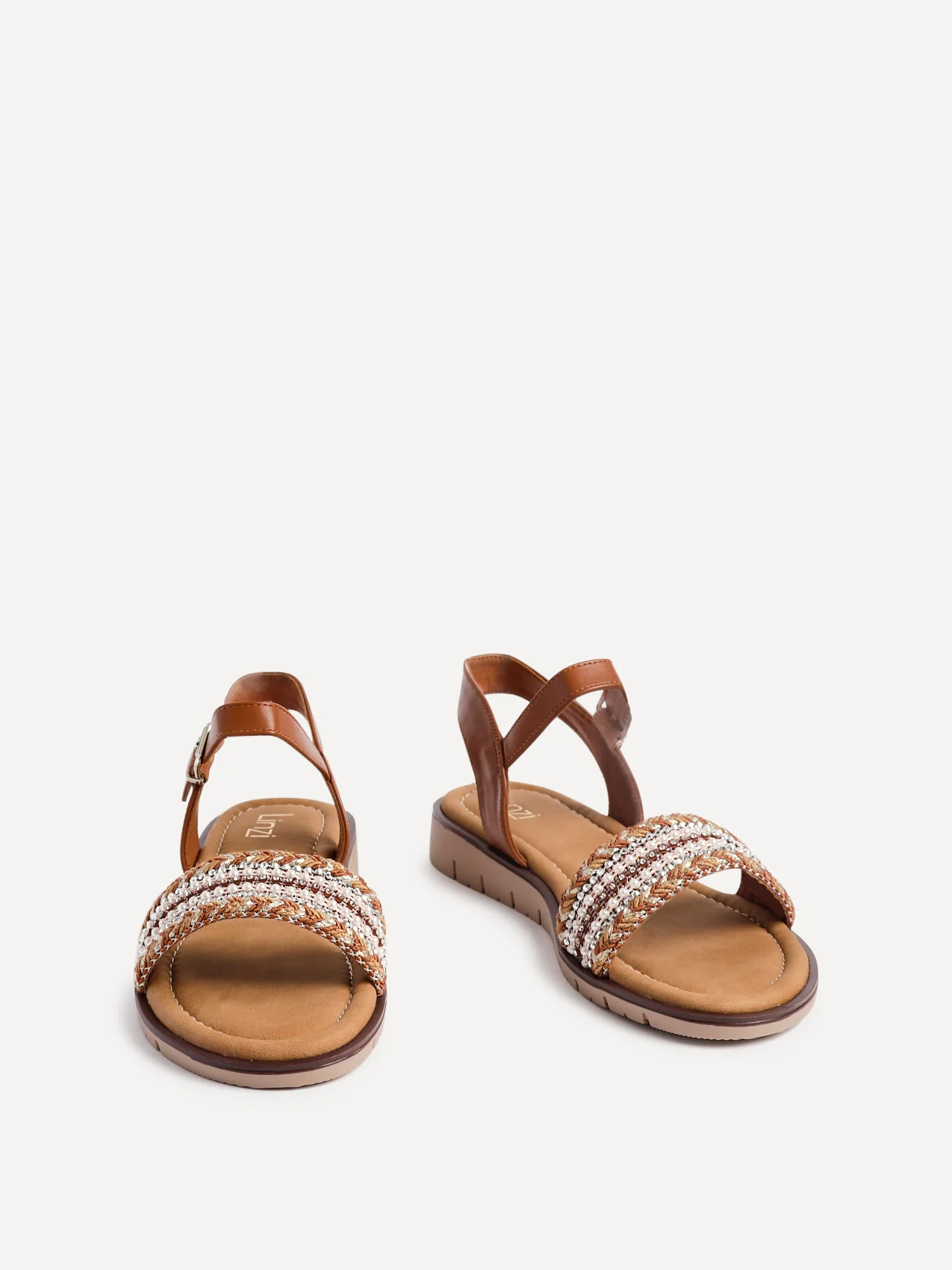 Halo Tan Embellished Sandals - Image 3