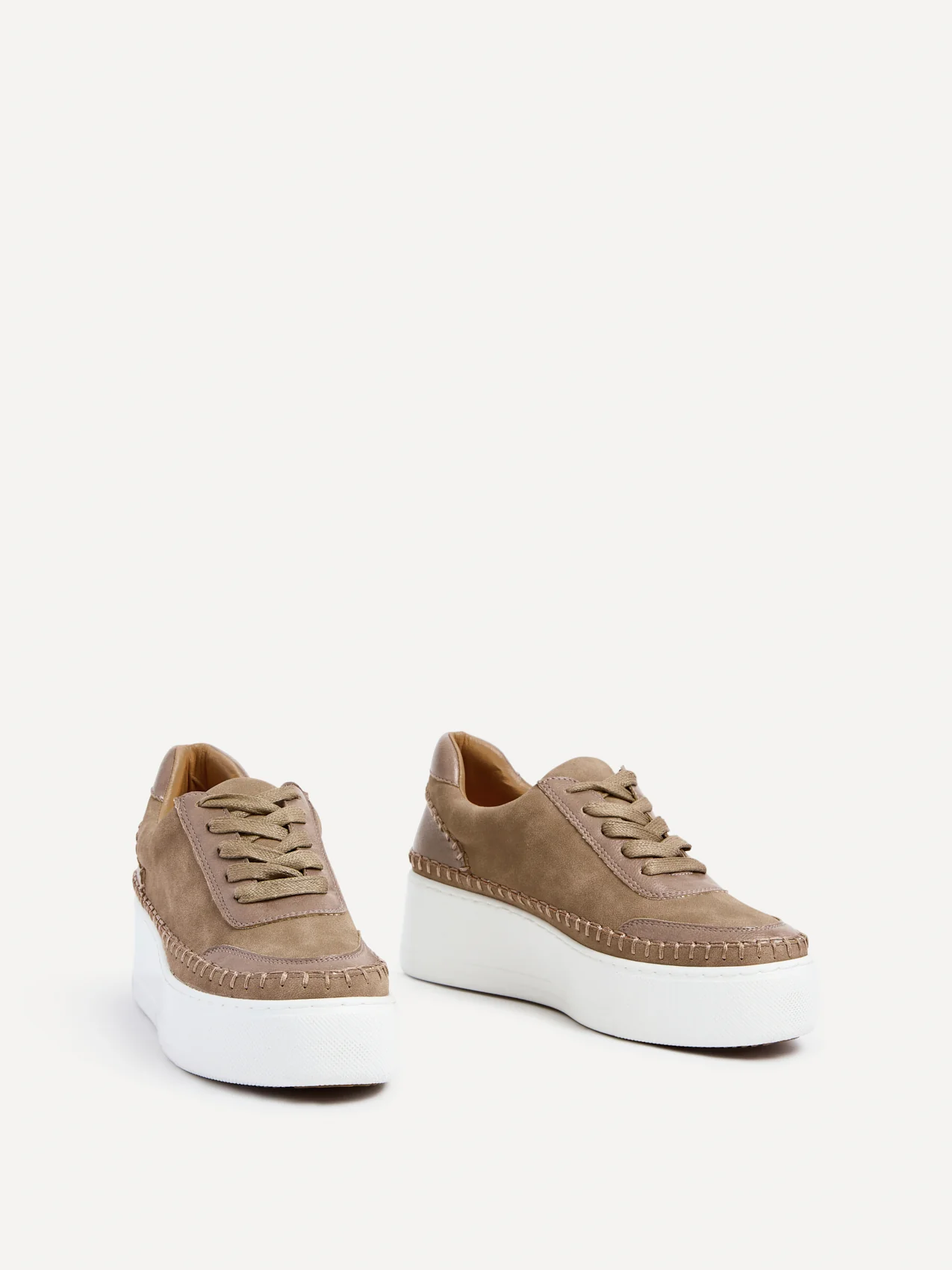 Harlem Mocha Faux Suede and Leather Platform Trainer - Image 3