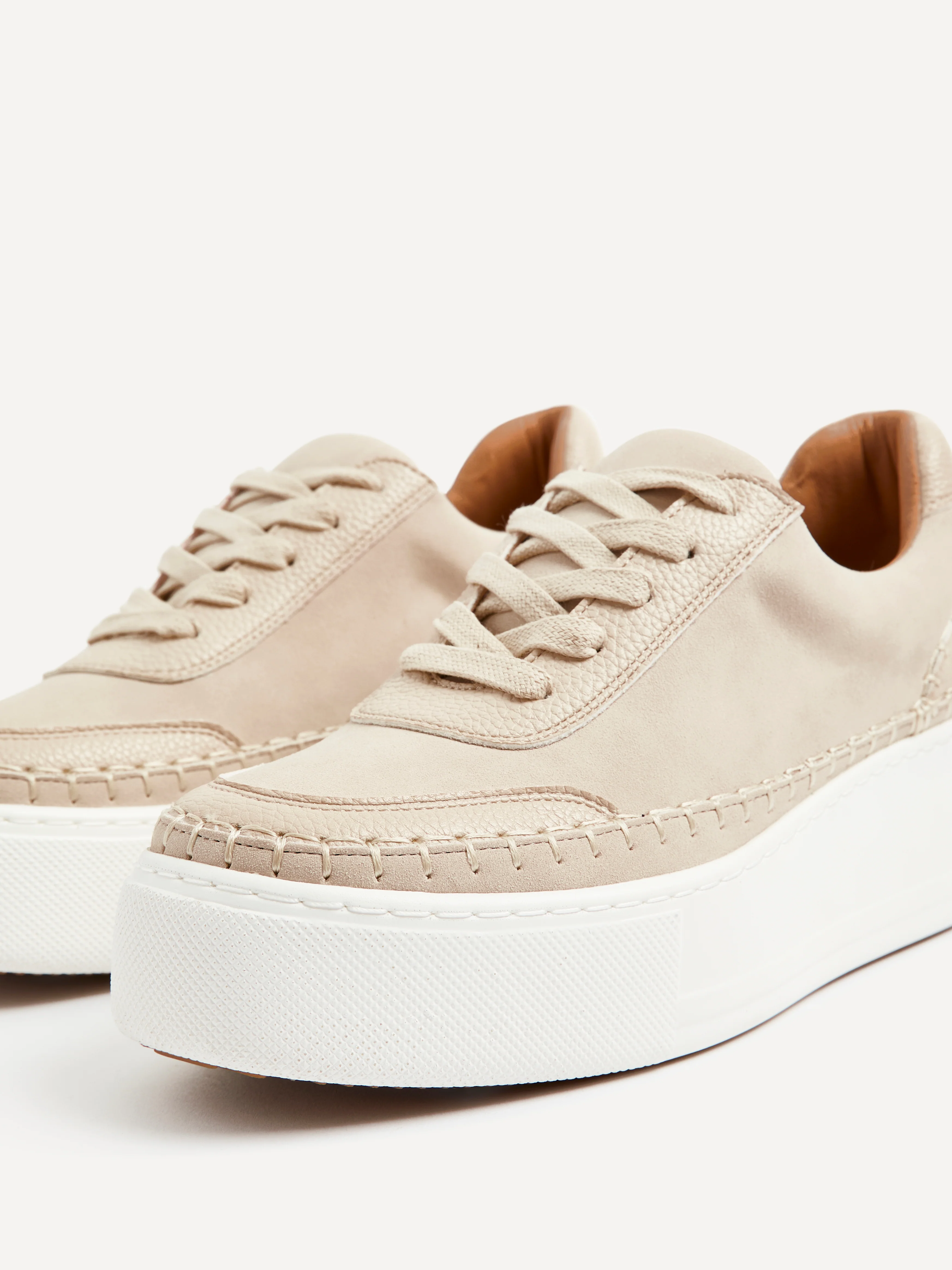 Harlem Nude Faux Suede and Leather Platform Trainer - Image 4