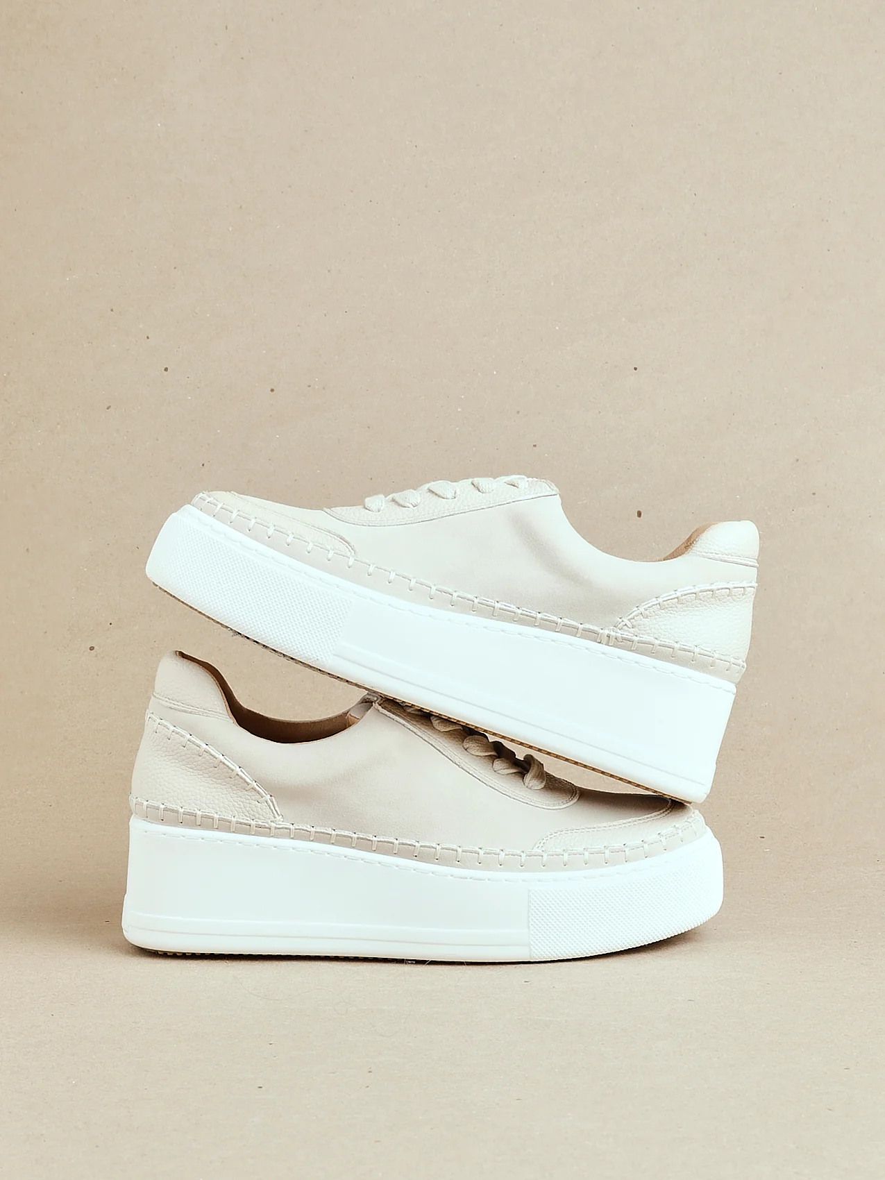 Harlem Nude Faux Suede and Leather Platform Trainer - Image 6
