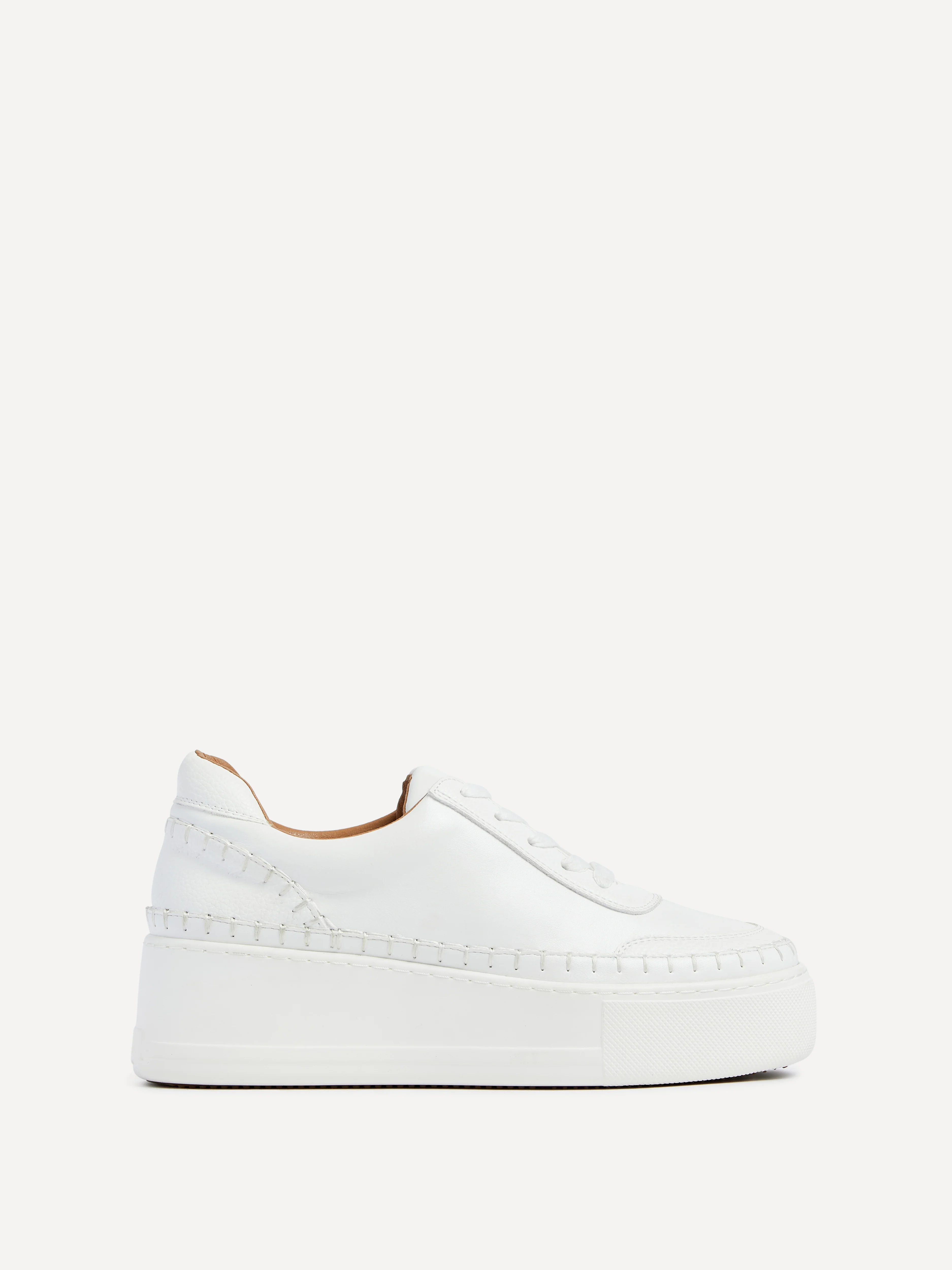 Harlem White Faux Leather Platform Trainer - Image 2