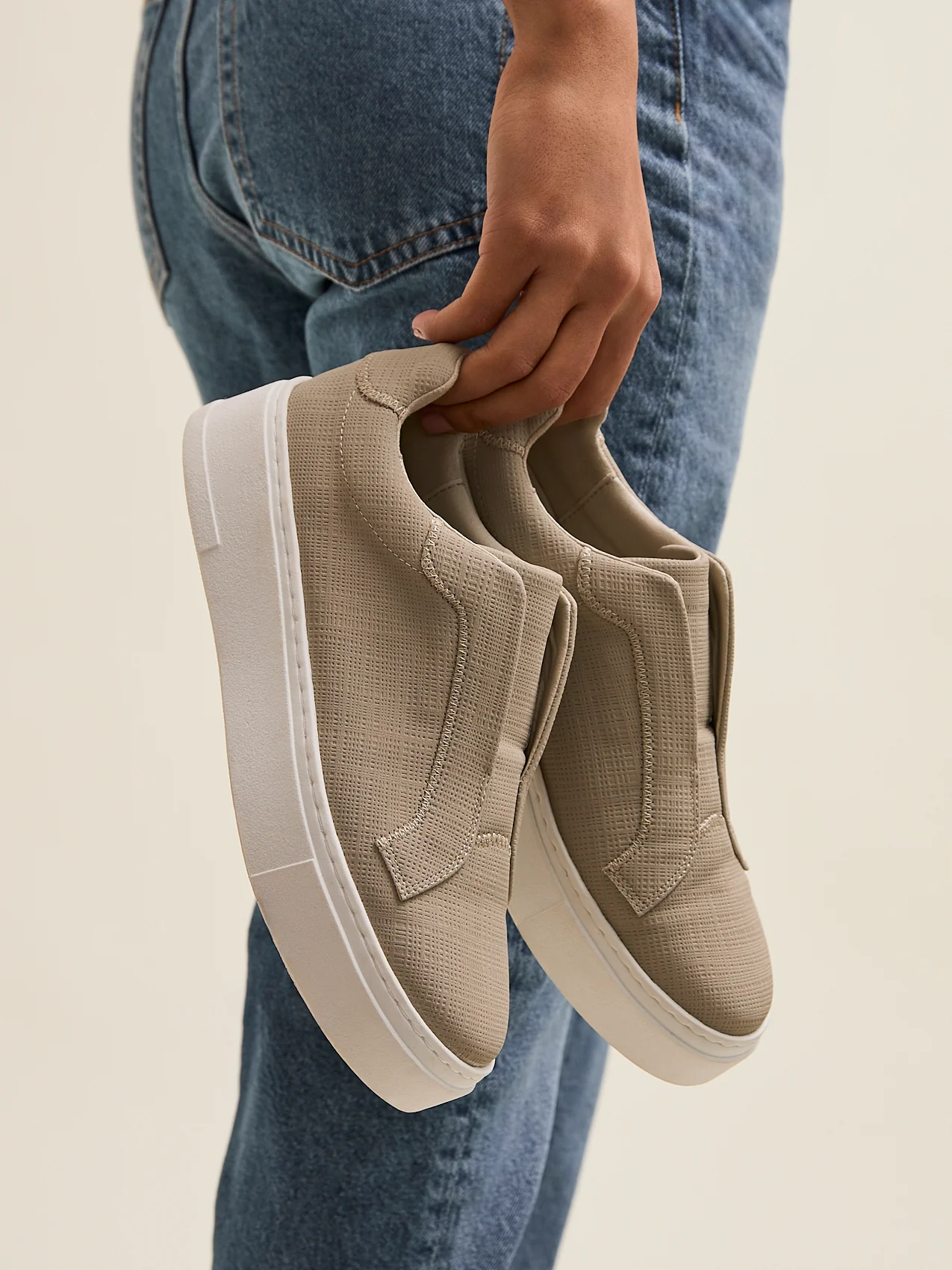 Henley Taupe Textured Platform Trainers
