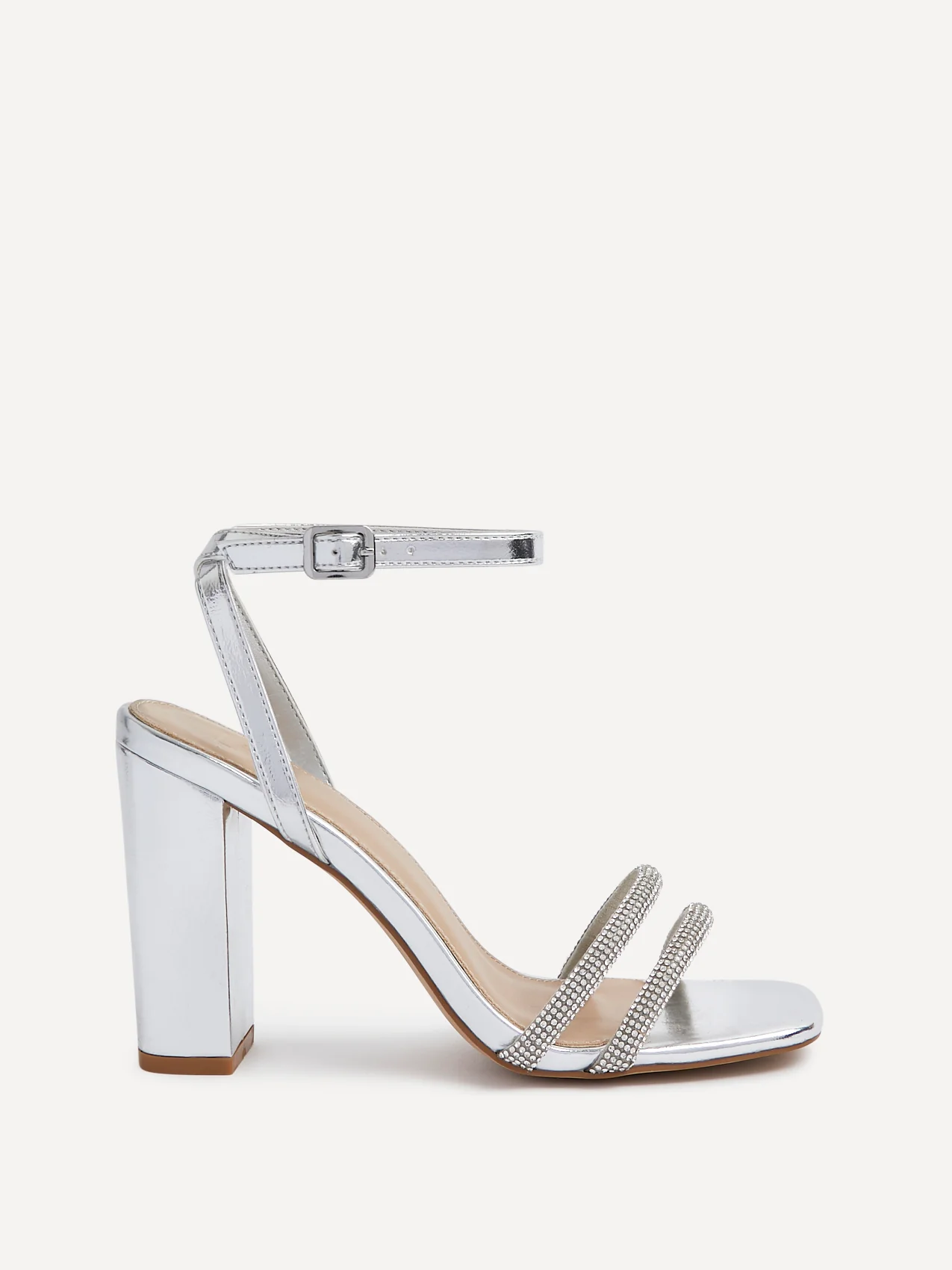 Imera Silver Diamante Heeled Sandals