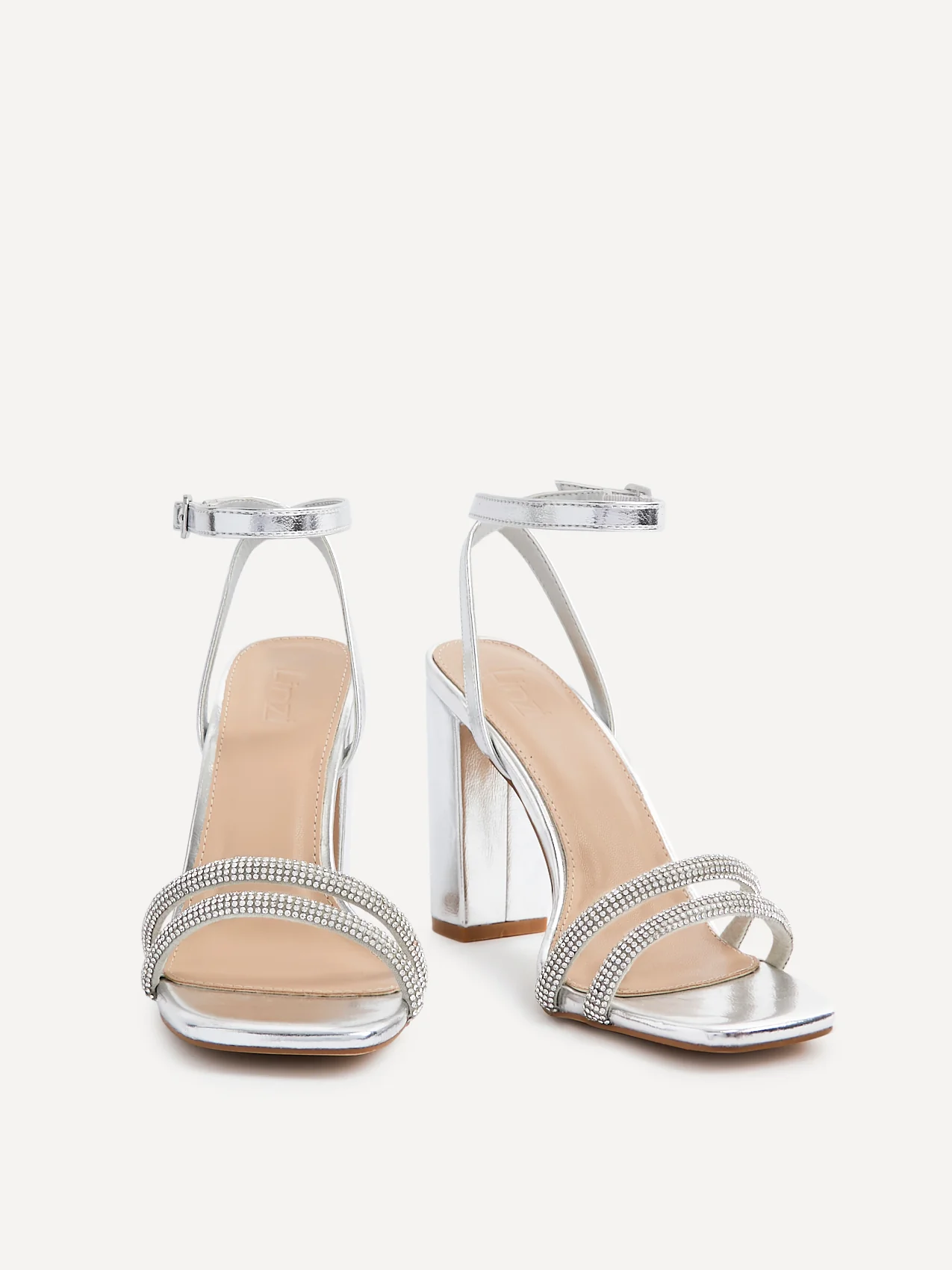 Imera Silver Diamante Heeled Sandals - Image 3