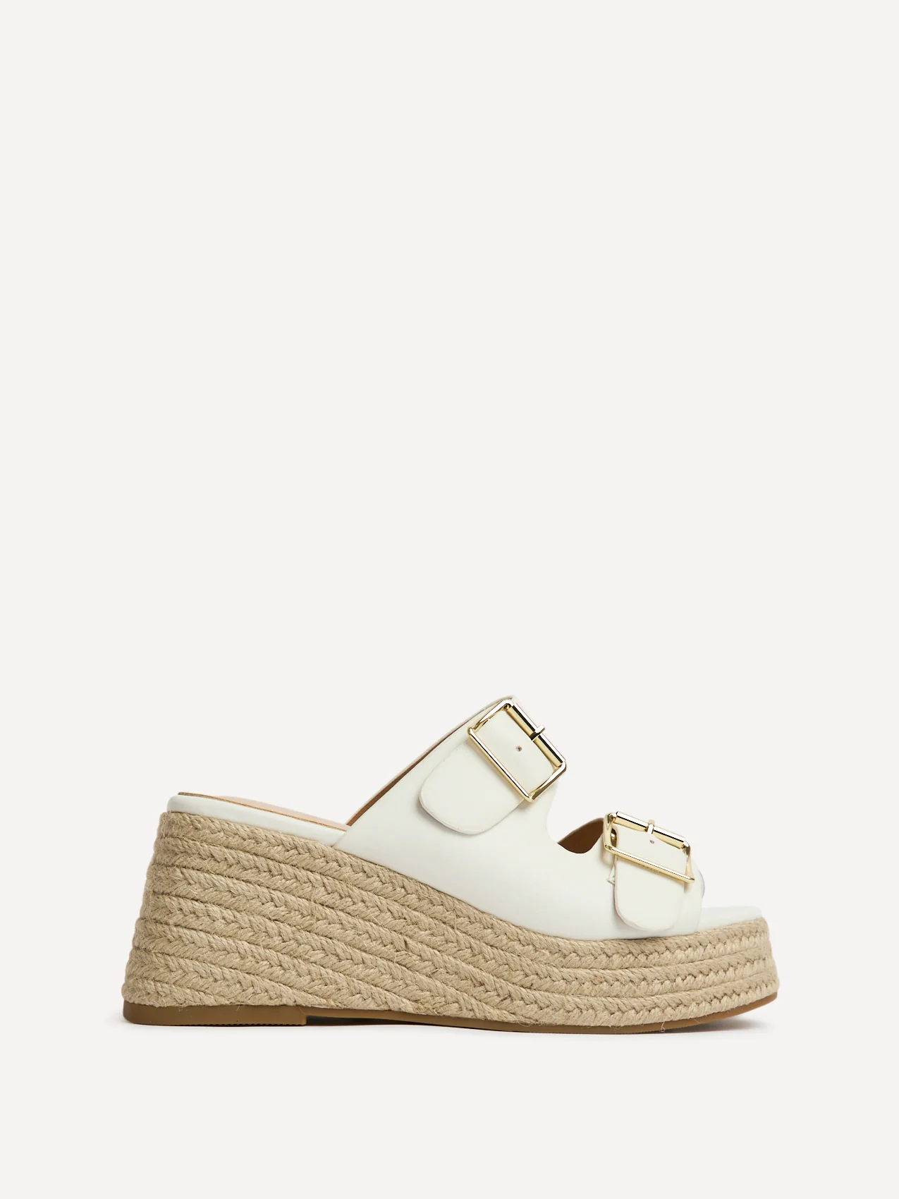 Impact White Espadrille Wedge Mules - Image 2