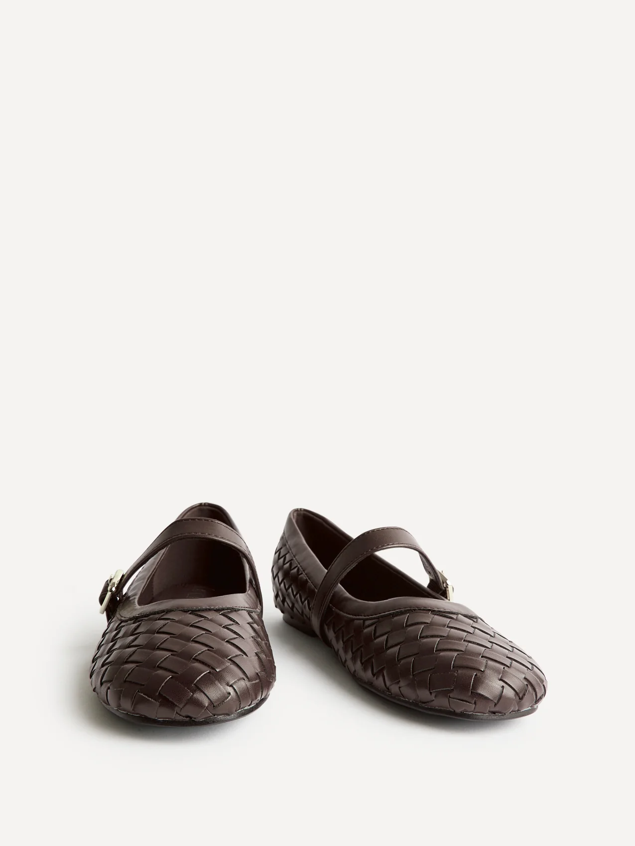 Index Brown Handwoven Mary Jane Pumps - Image 3