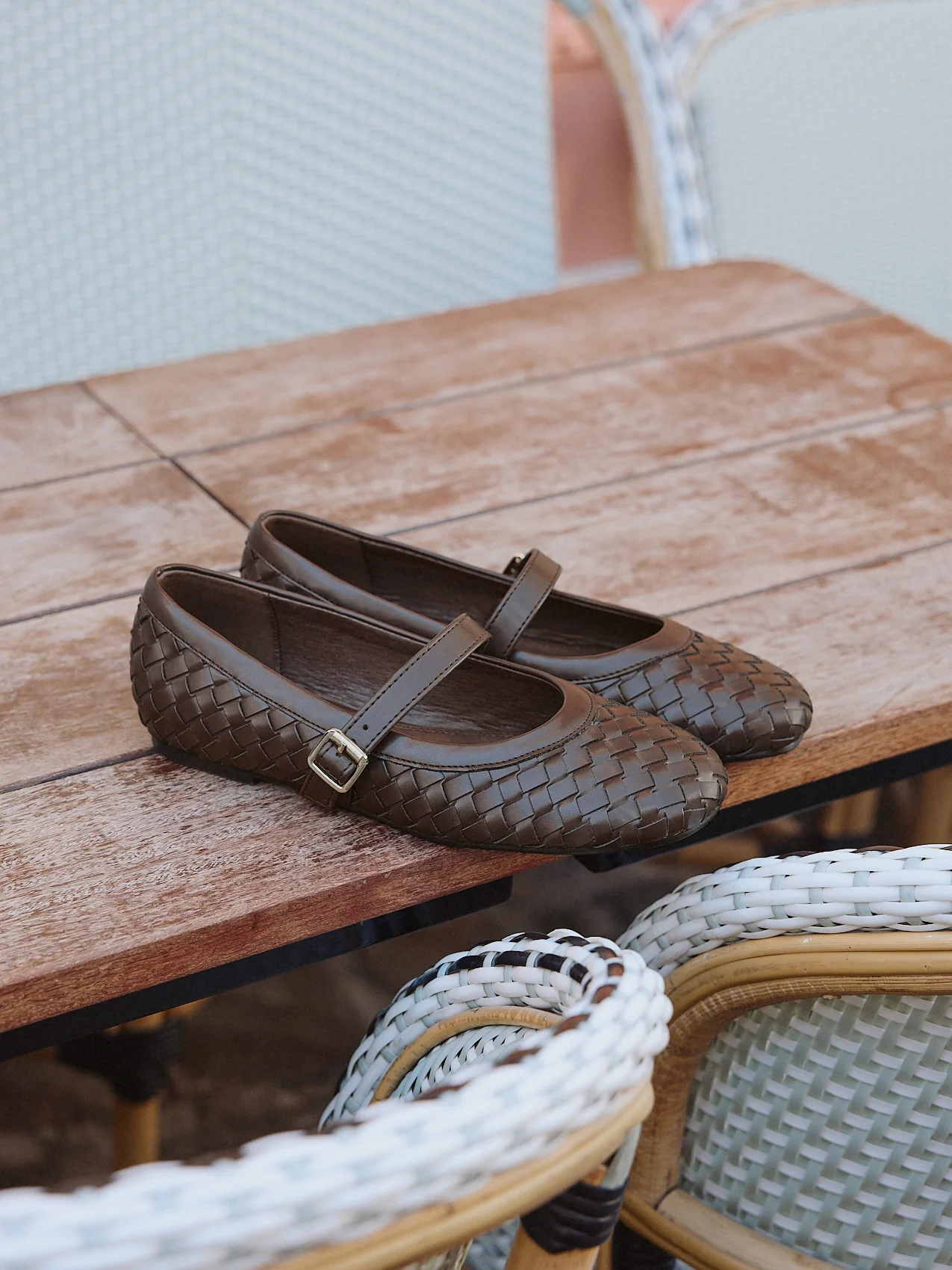 Index Brown Handwoven Mary Jane Pumps - Image 6
