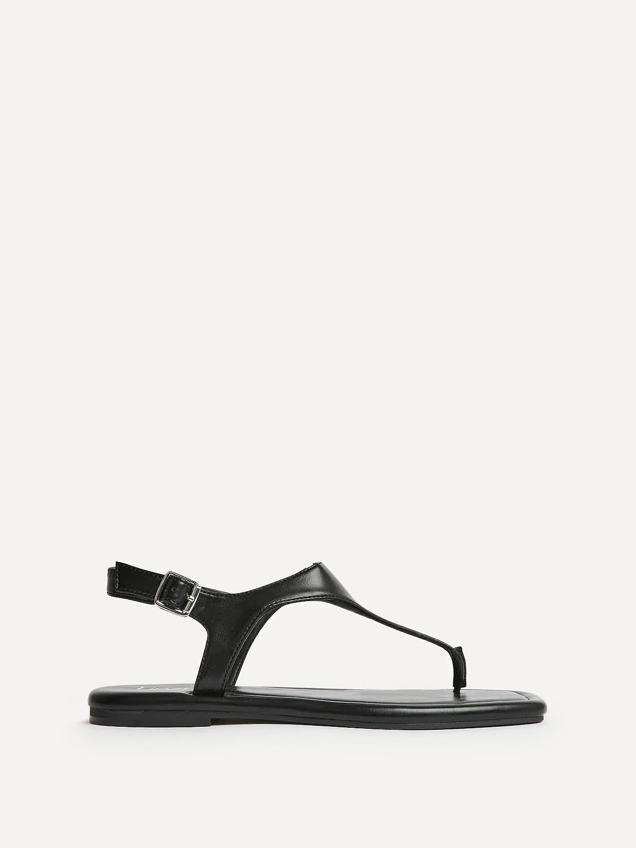 Intent Black Faux Leather Flat Sandals - Image 2
