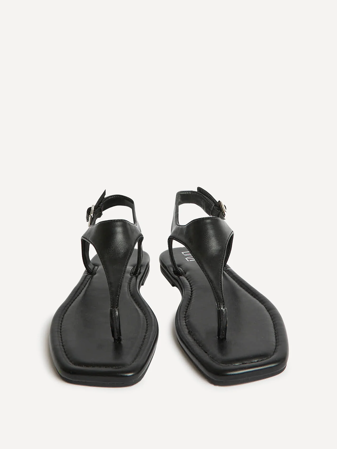 Intent Black Faux Leather Flat Sandals - Image 3