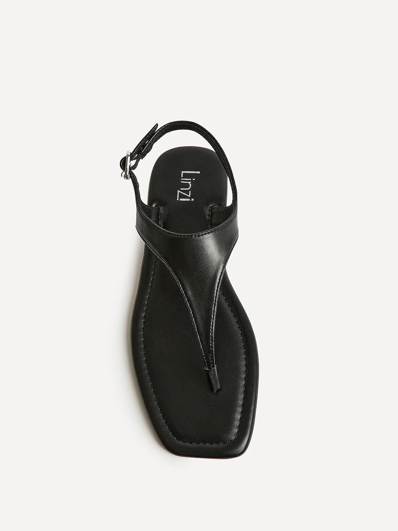 Intent Black Faux Leather Flat Sandals - Image 4
