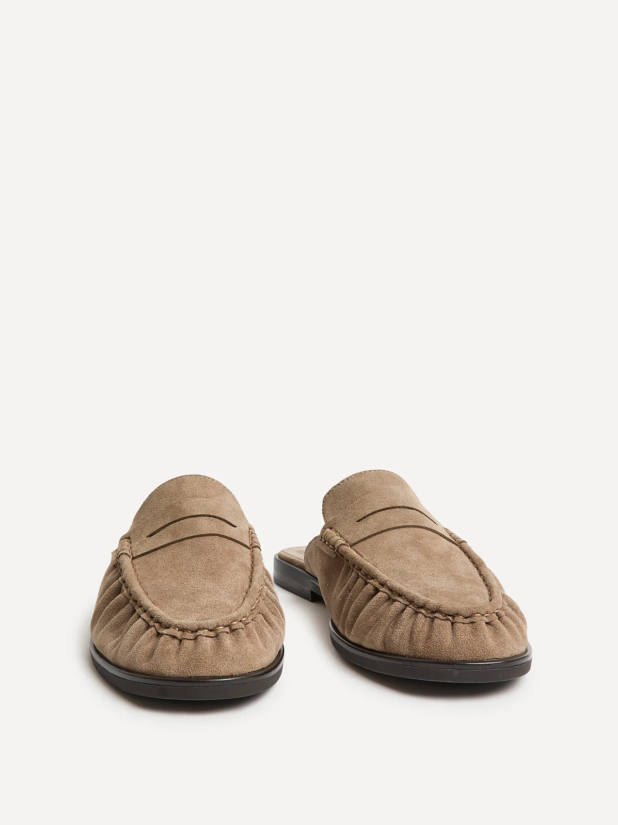 Intro Taupe Suede Leather Slip On Mules - Image 3