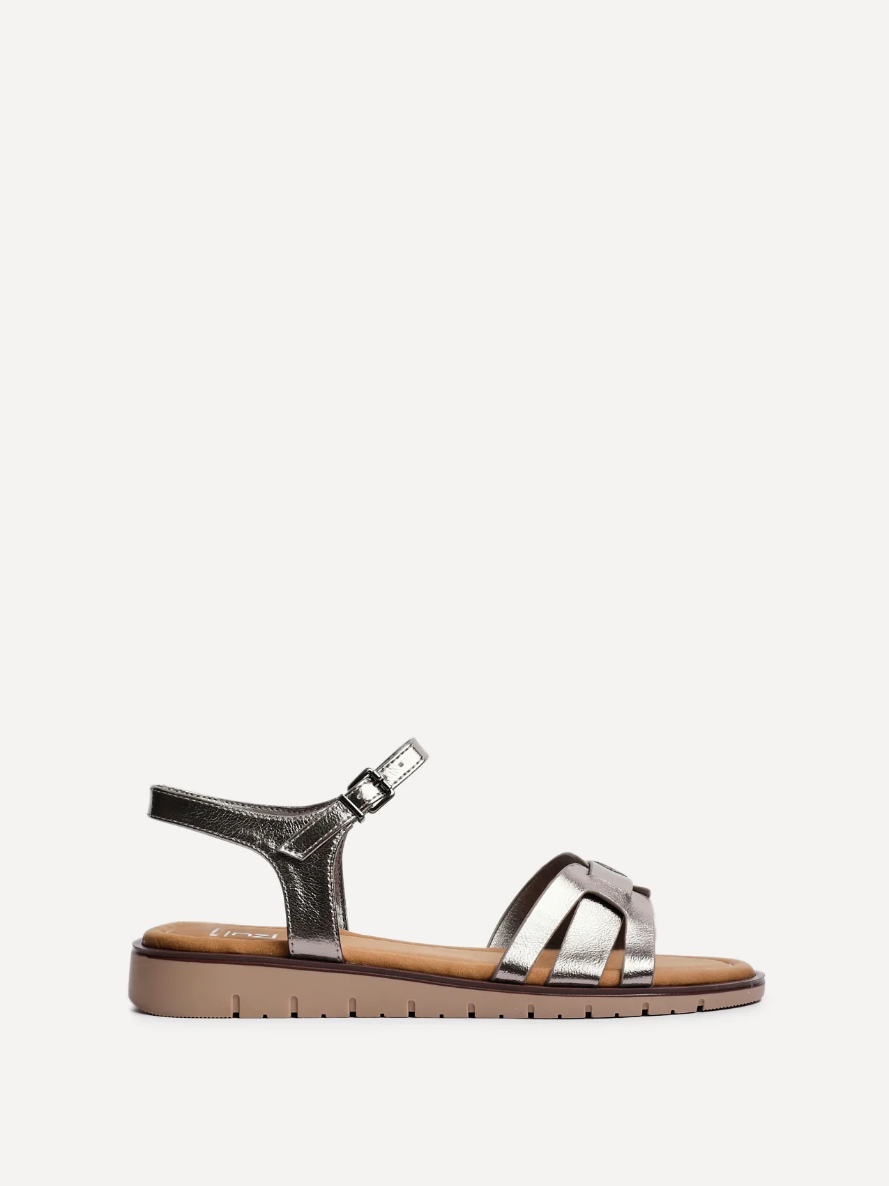 Isabel Pewter Faux Leather Sandals - Image 2