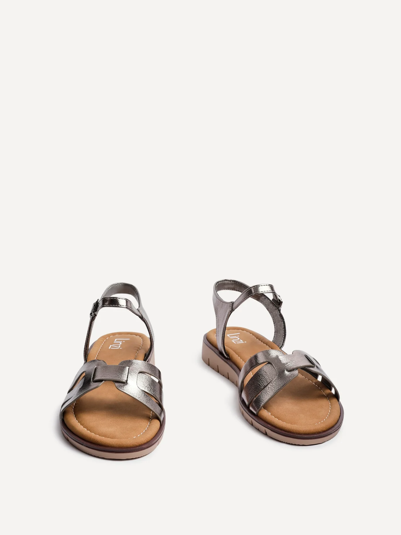 Isabel Pewter Faux Leather Sandals - Image 3