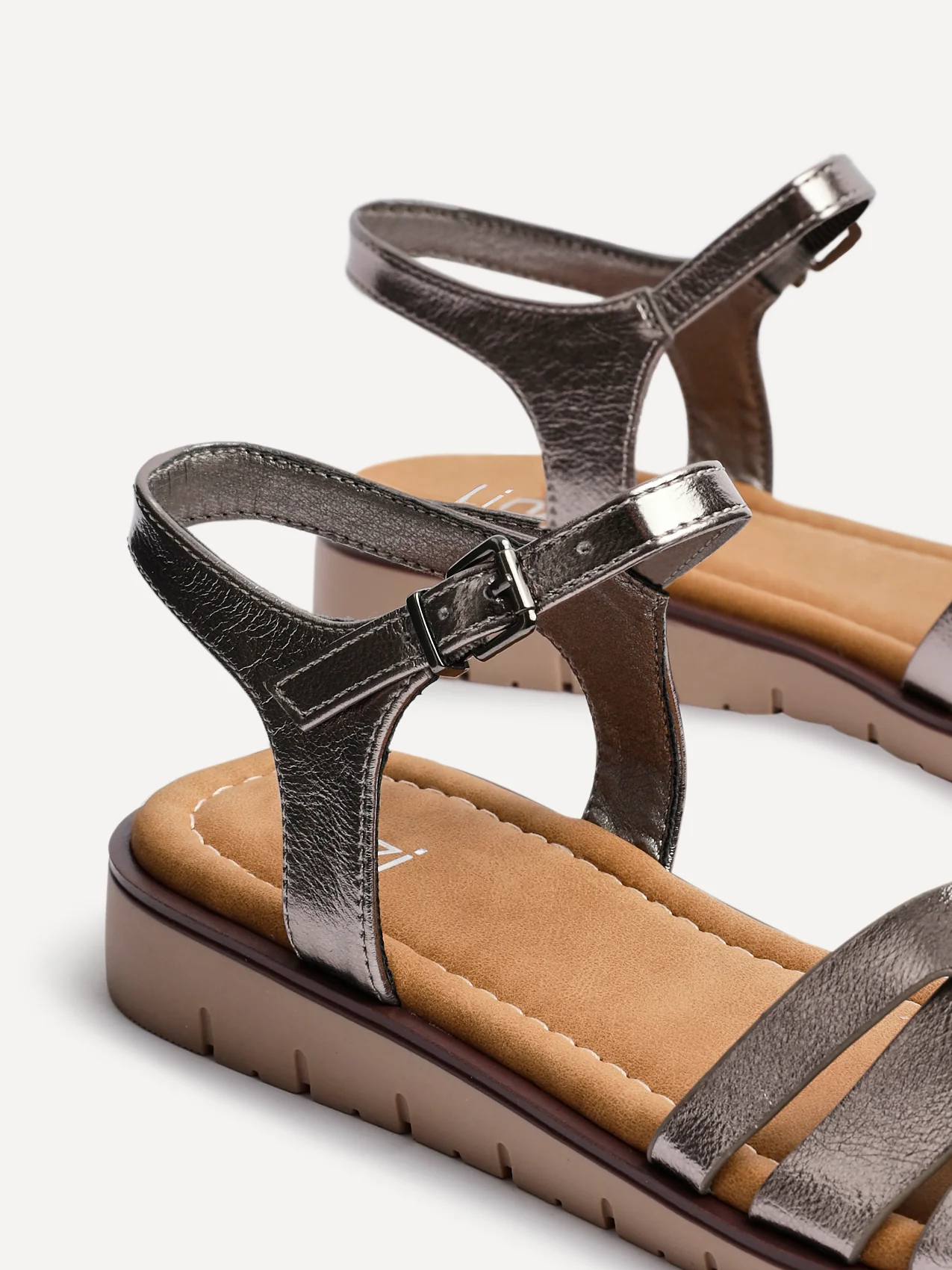 Isabel Pewter Faux Leather Sandals - Image 5