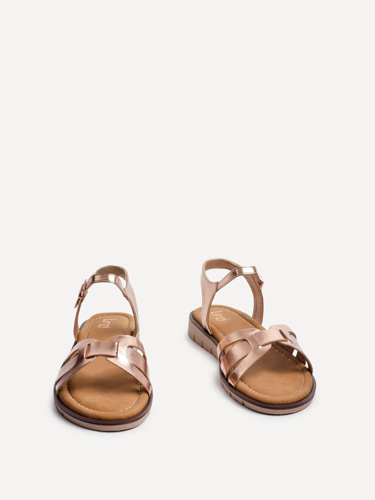 Isabel Rose Gold Faux Leather Sandals - Image 3