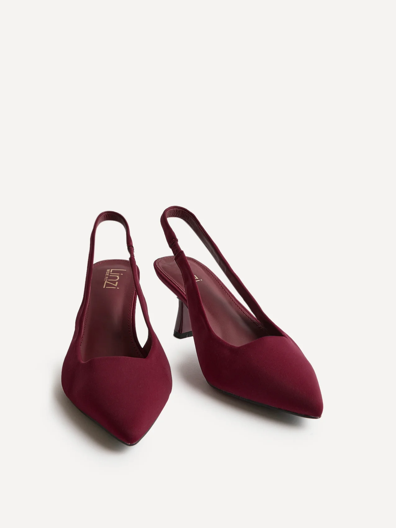 Izzie Wide Fit Burgundy Lycra Court Heels - Image 3