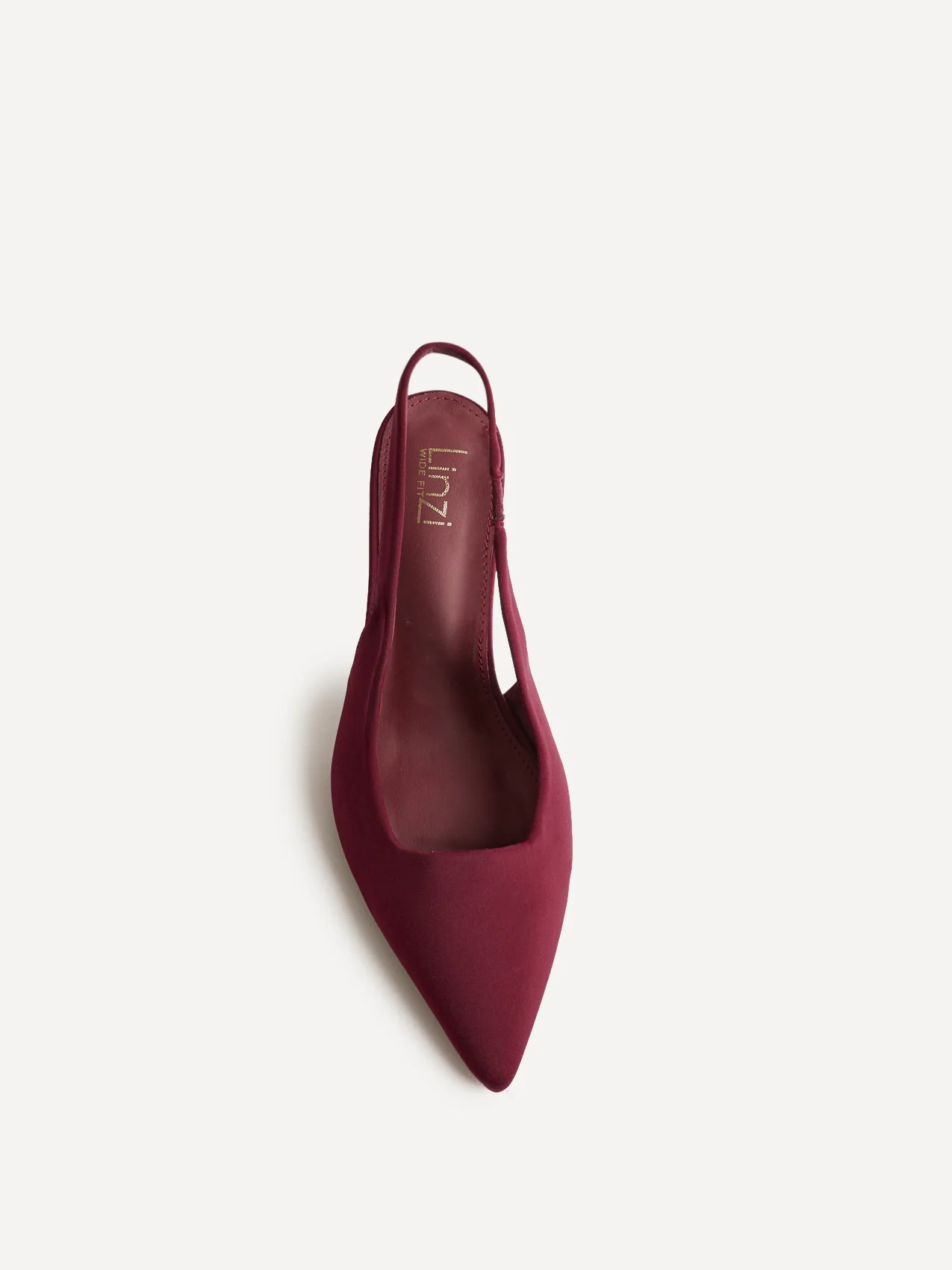Izzie Wide Fit Burgundy Lycra Court Heels - Image 4