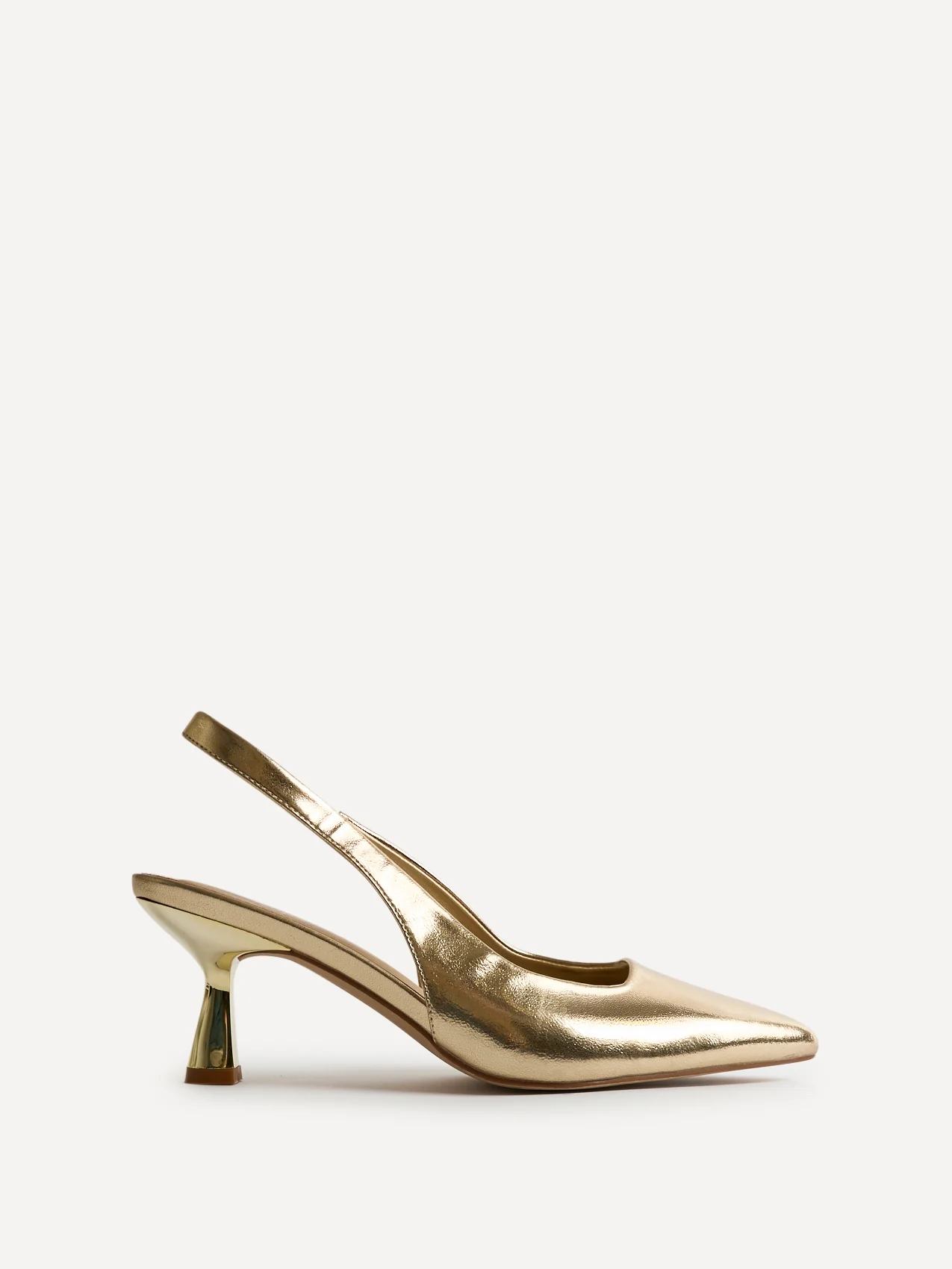 Izzie Wide Fit Gold Court Heels - Image 2