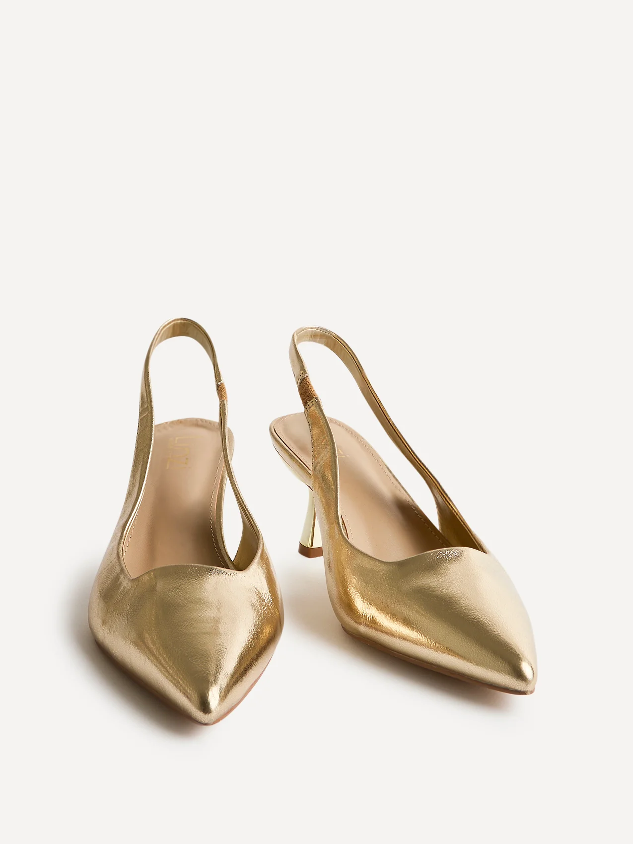 Izzie Wide Fit Gold Court Heels - Image 4