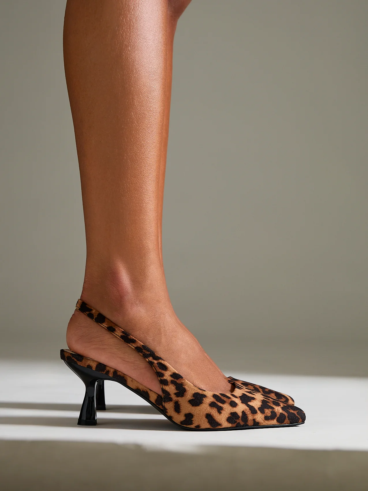 Izzie Wide Fit Leopard Print Court Heels - Image 6
