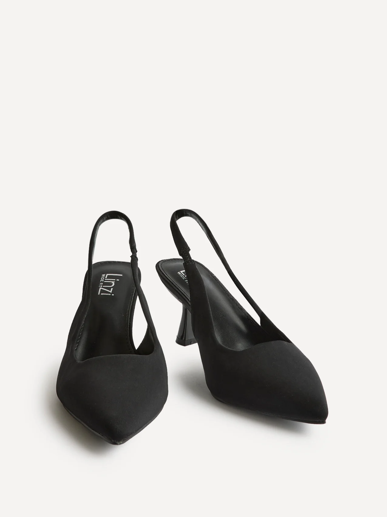 Izzie Wide Fit Black Lycra Court Heels - Image 3