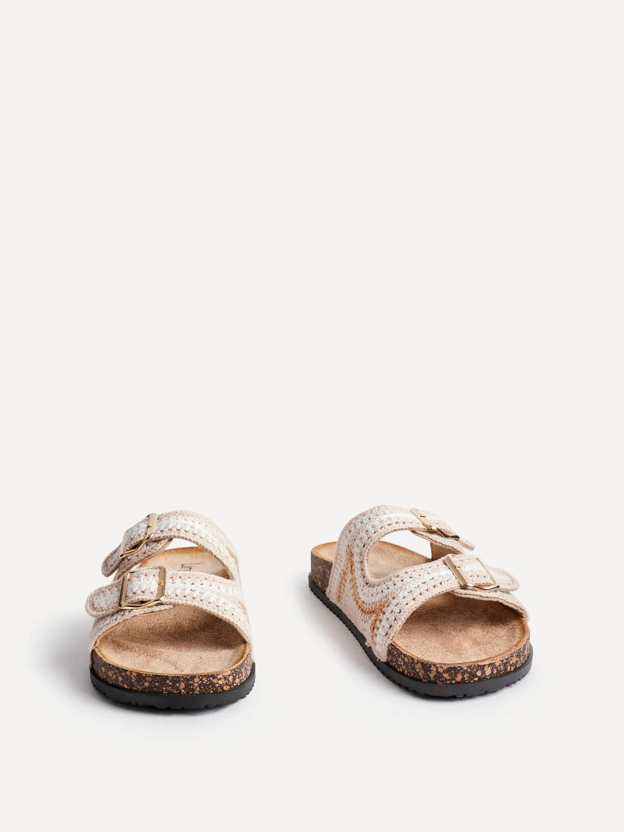 Jaylyn Beige Double Buckle Sandals - Image 3
