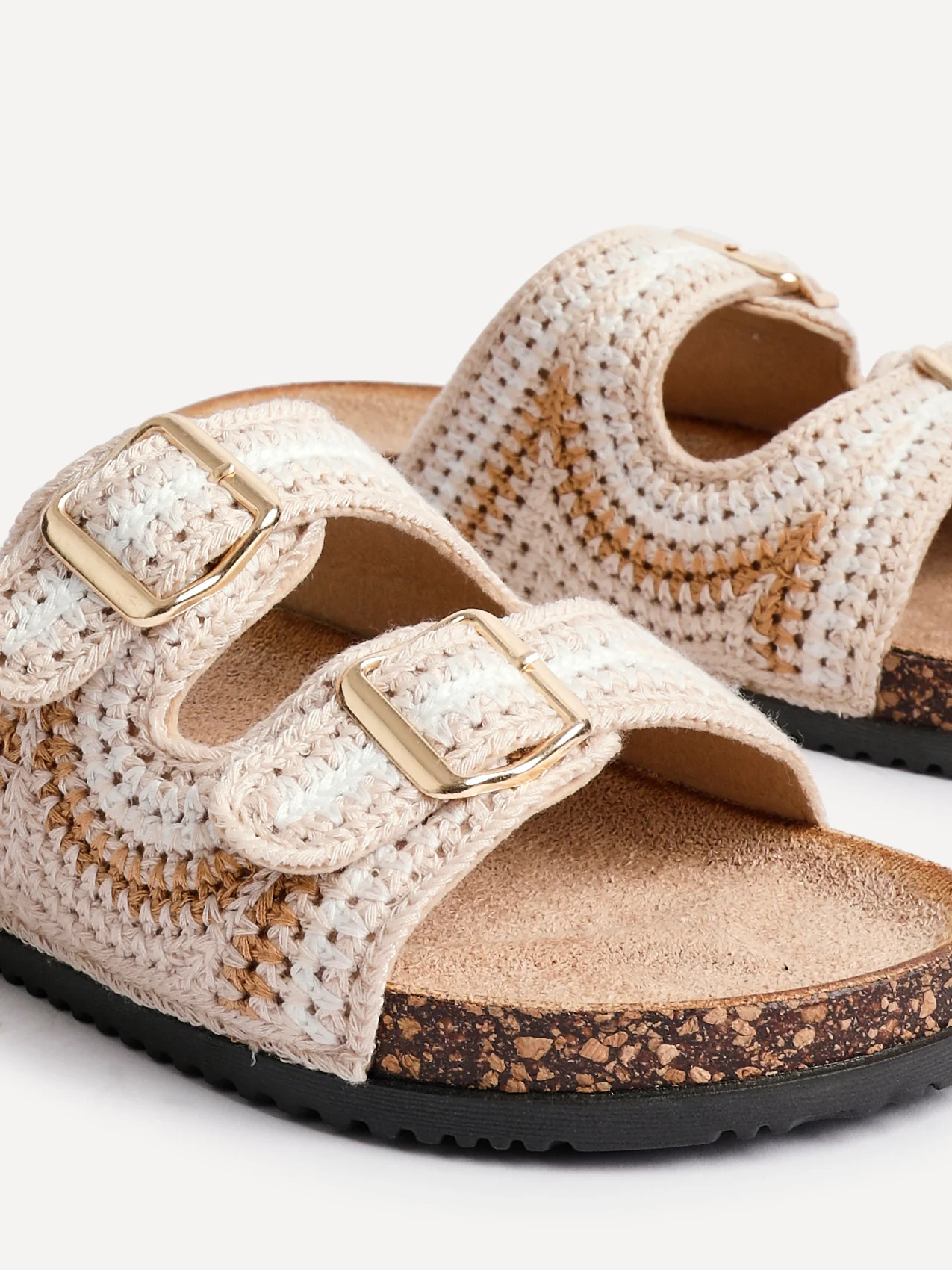 Jaylyn Beige Double Buckle Sandals - Image 4