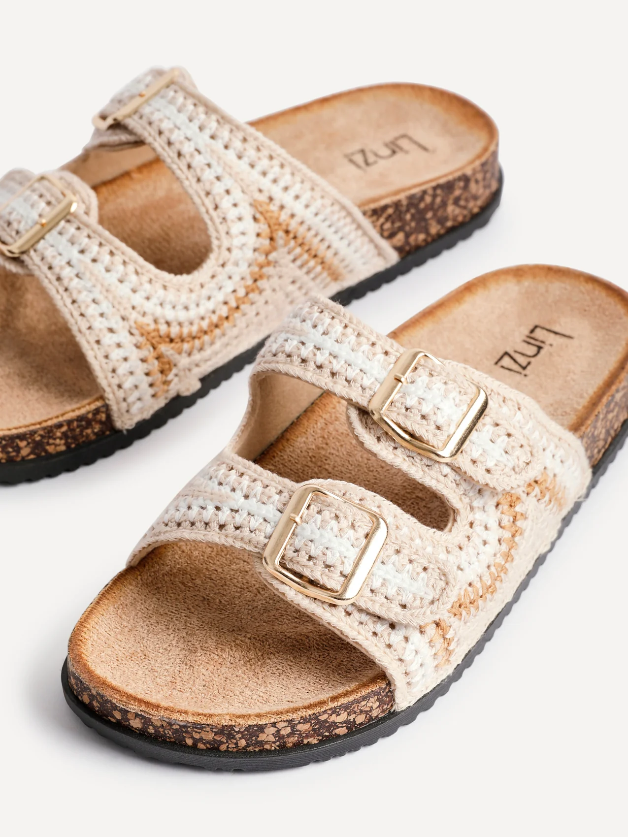 Jaylyn Beige Double Buckle Sandals - Image 5