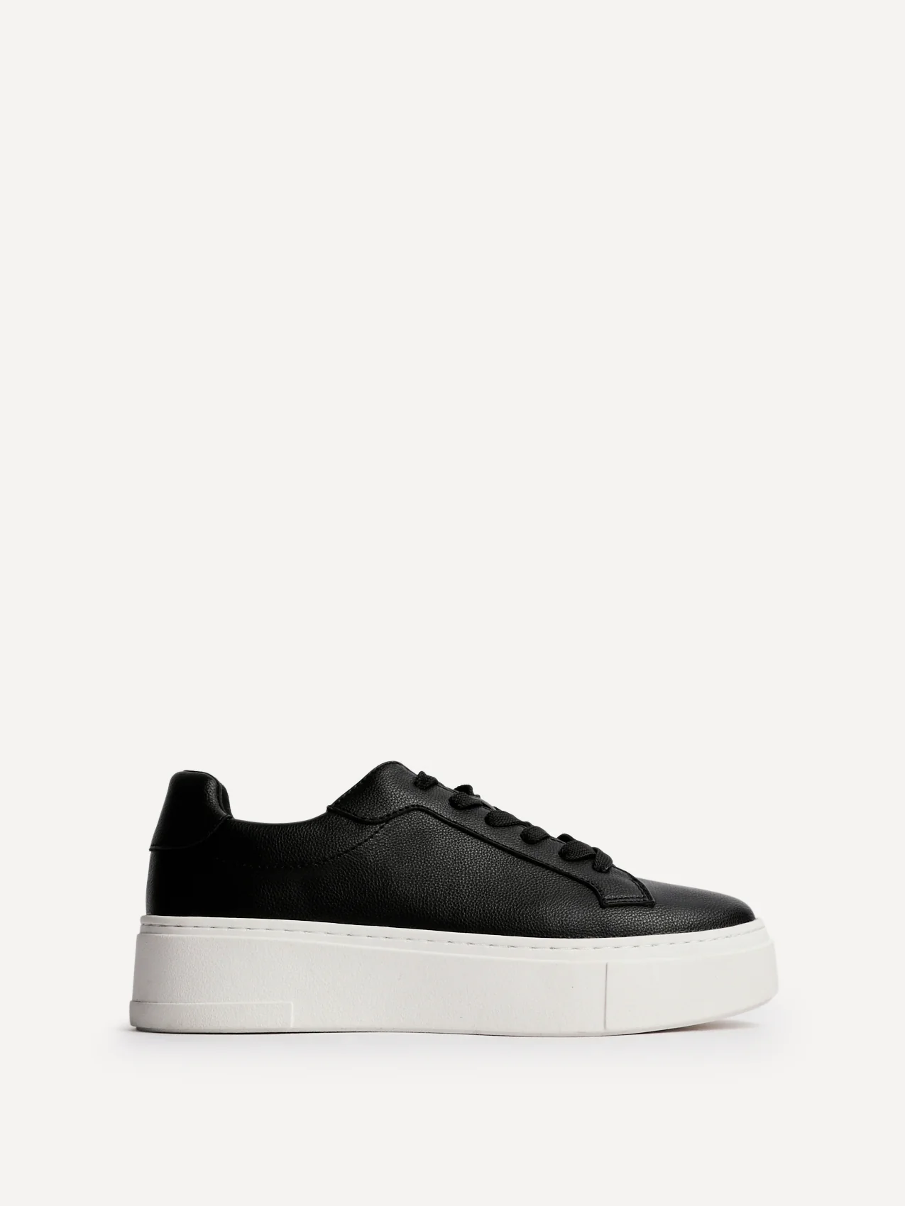 Jersey Black Faux Leather Trainers - Image 2