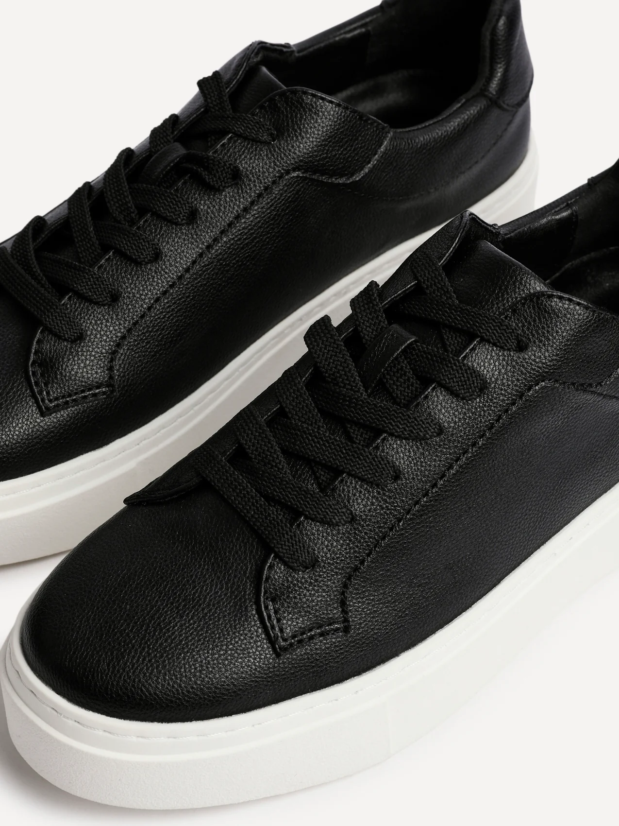 Jersey Black Faux Leather Trainers - Image 4