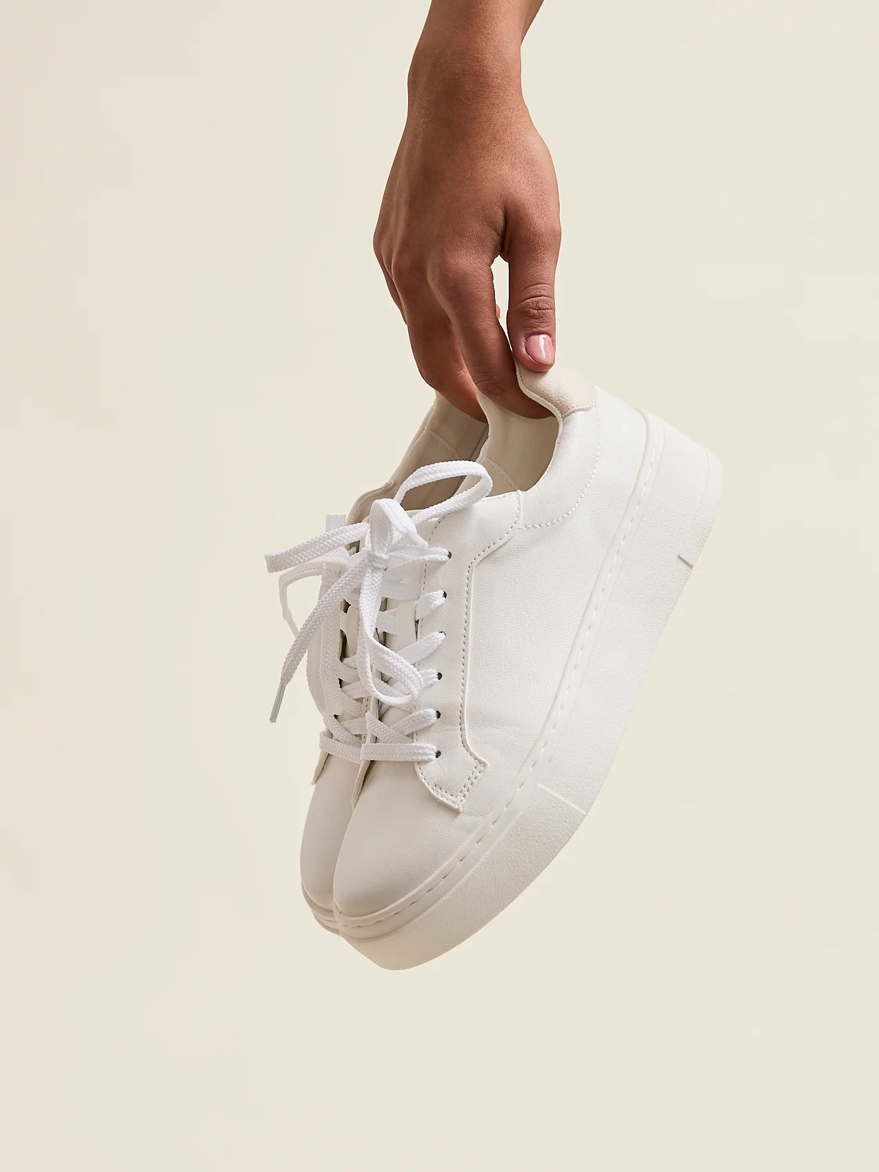 Jersey White Faux Leather Trainers