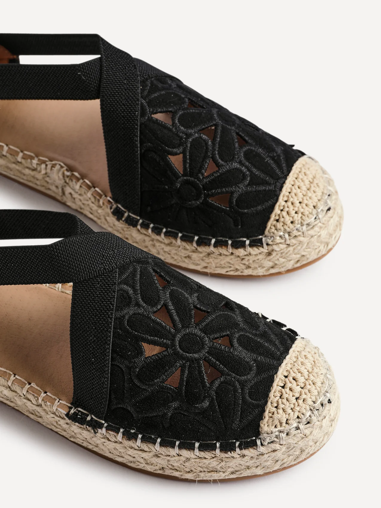 Jillian Black Faux Suede Espadrille Sandals - Image 4