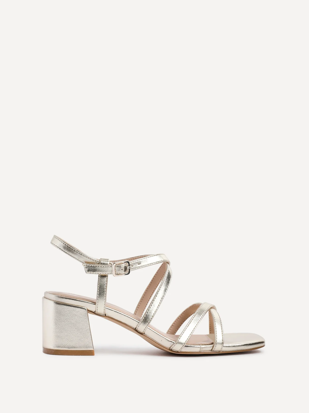 Jovanna Gold Strappy Heeled Sandals