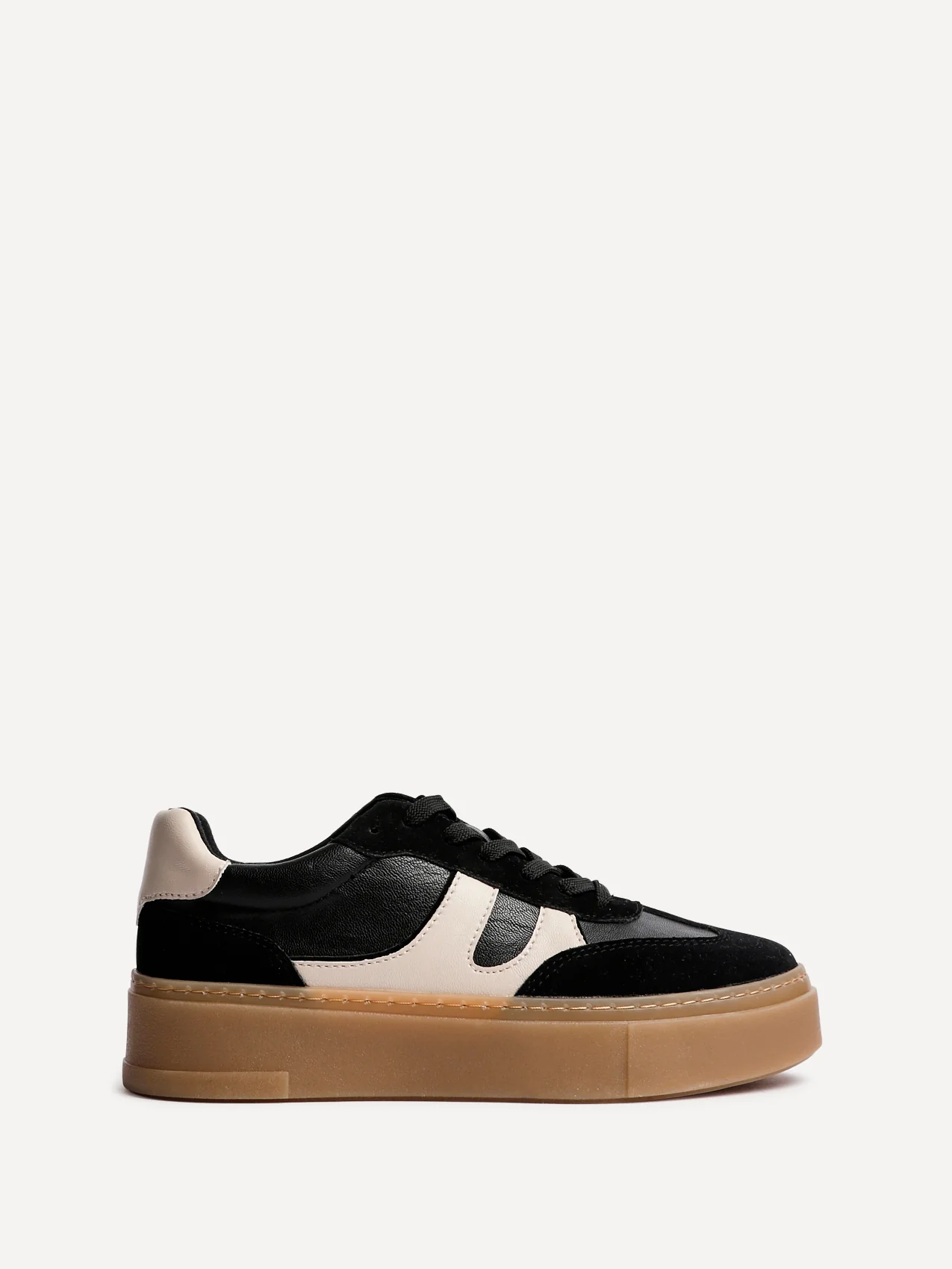 Kaia Black and Nude Faux Leather Trainers - Image 2
