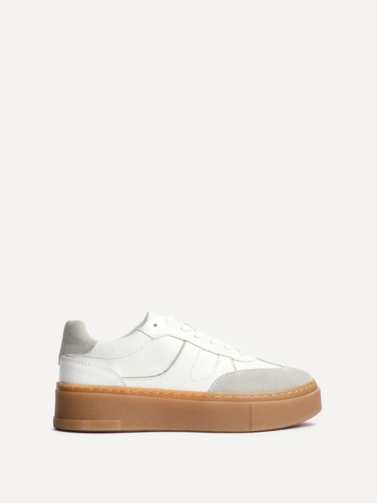 Kaia White and Grey Faux Leather Trainers - Image 2