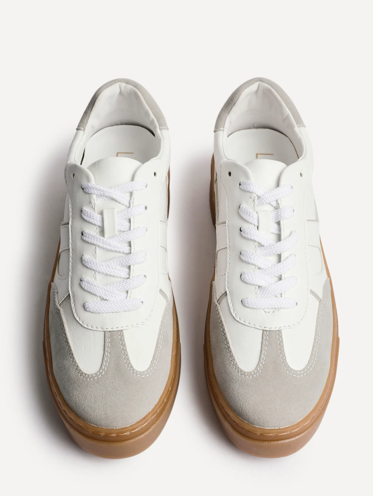 Kaia White and Grey Faux Leather Trainers - Image 5