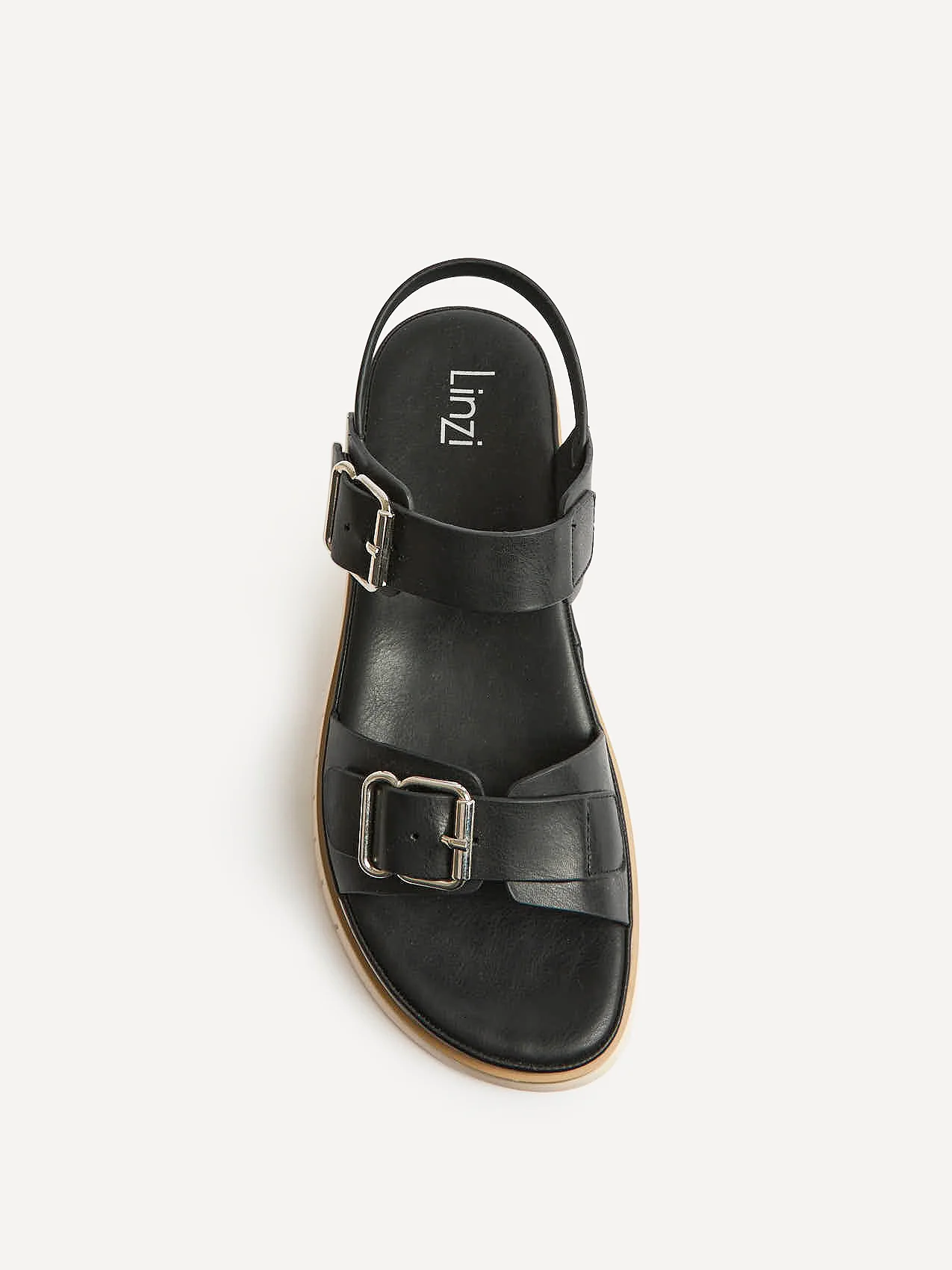 Karis Black Double Buckle Flat Sandals - Image 4