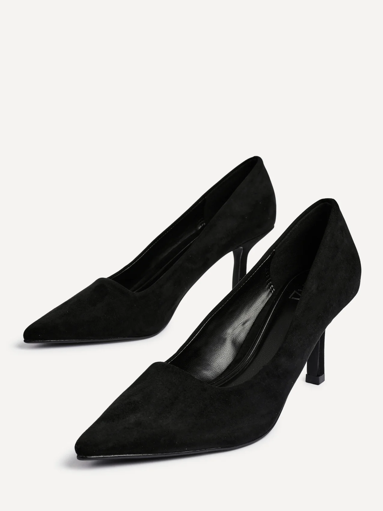 Kat Black Faux Suede Court Heels - Image 2