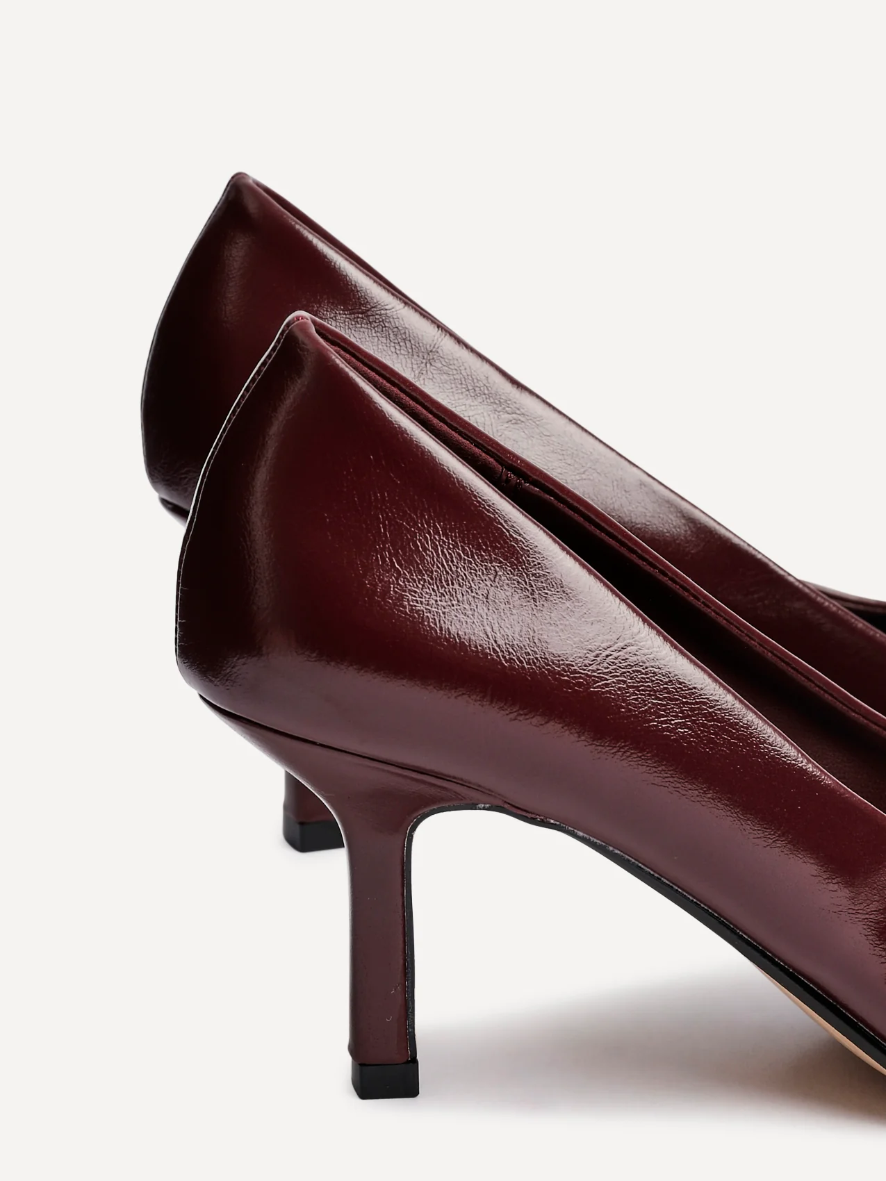 Kat Burgundy Faux Leather Court Heels - Image 4