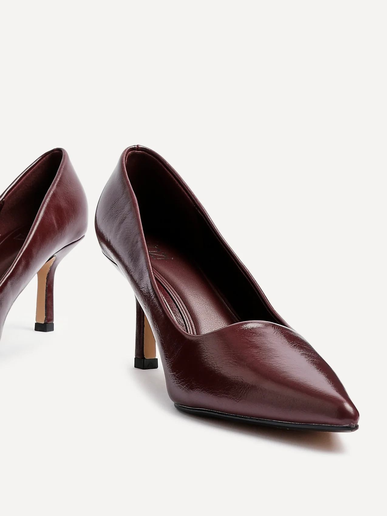 Kat Burgundy Faux Leather Court Heels - Image 5